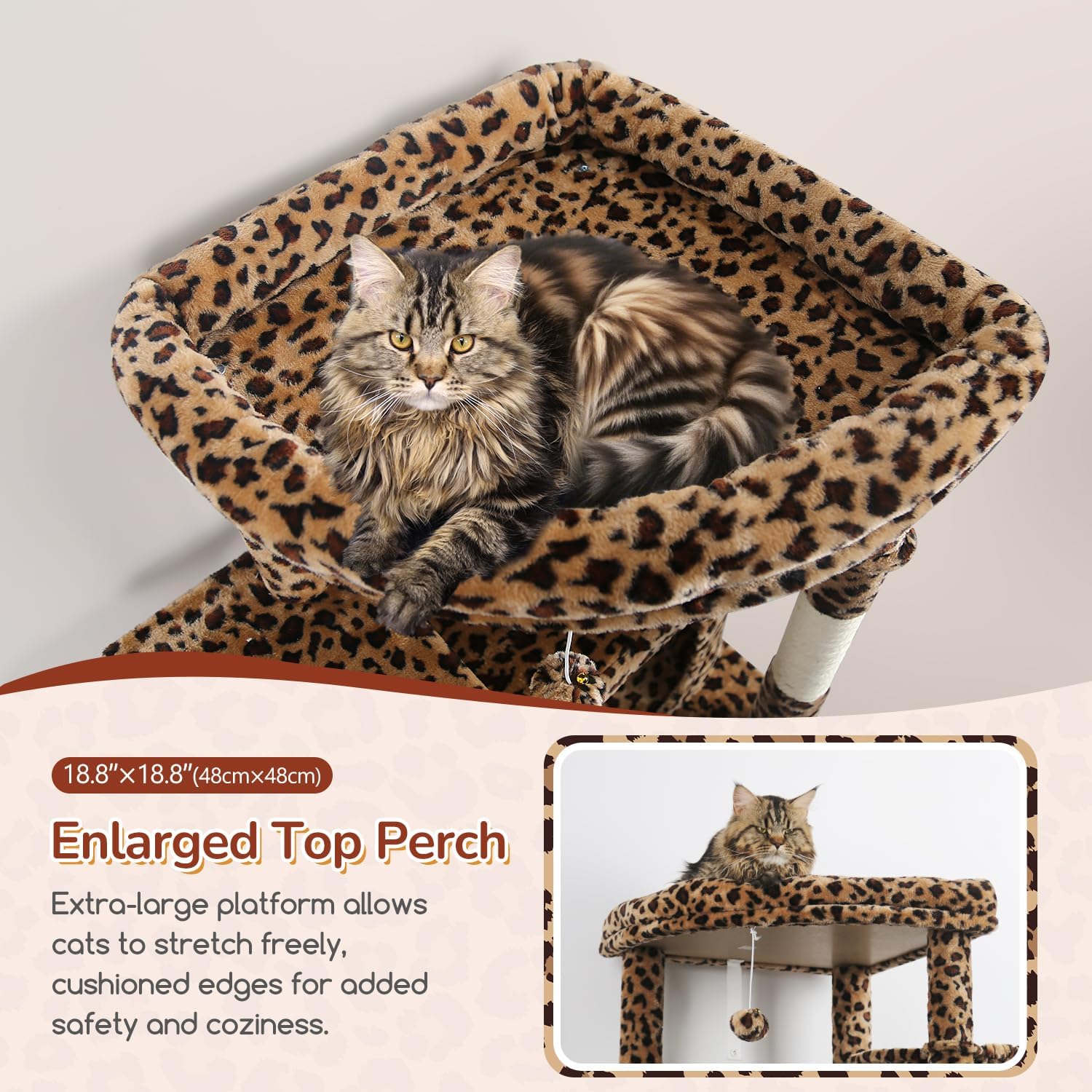 Detalle de Globlazer S74 Leopard Cat Tree for Large Cats, 74-Inch, 7 Levels