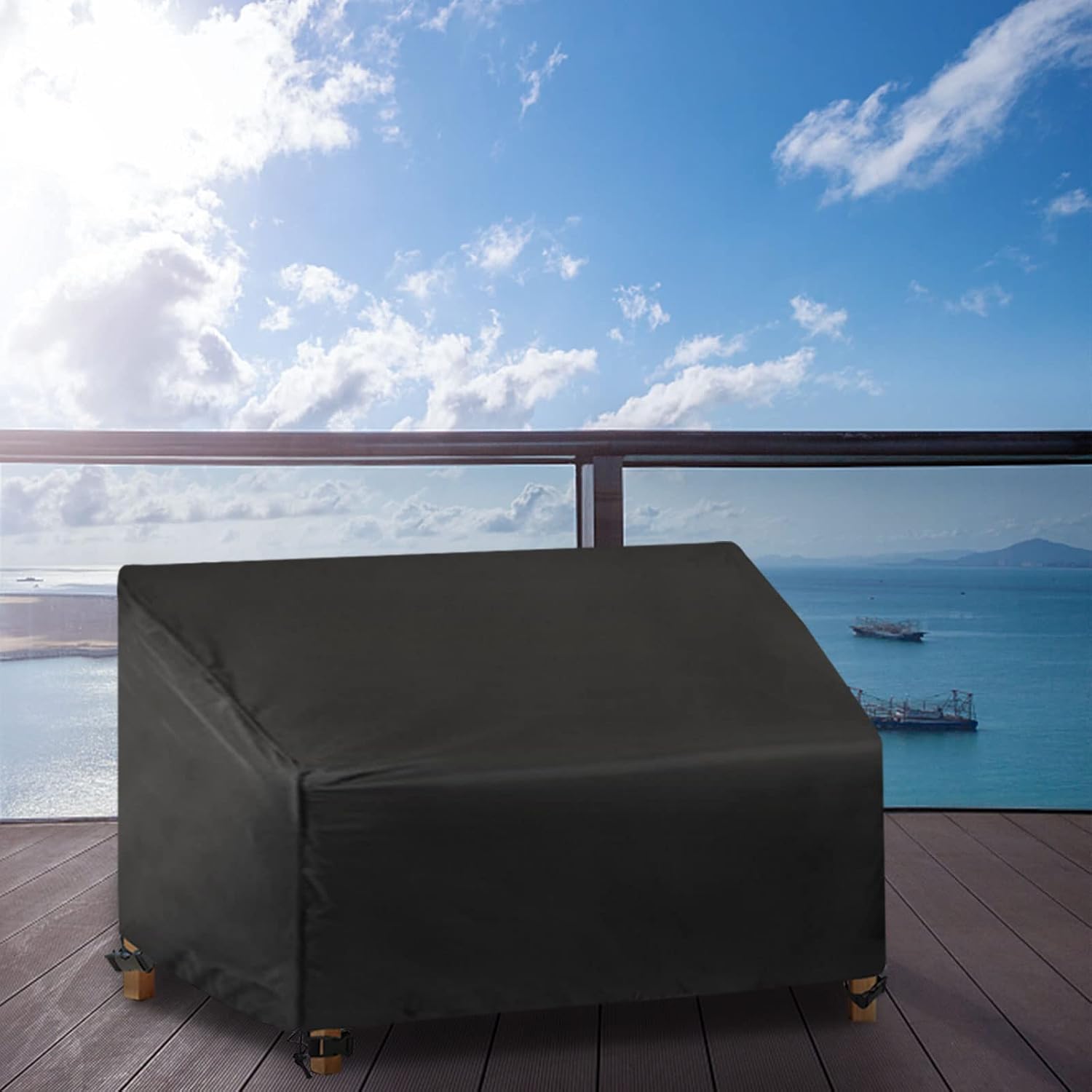 Detalle de AWNIC G160-2D beschermhoes voor tuinbank, waterdicht 210D polyester, 3-zits