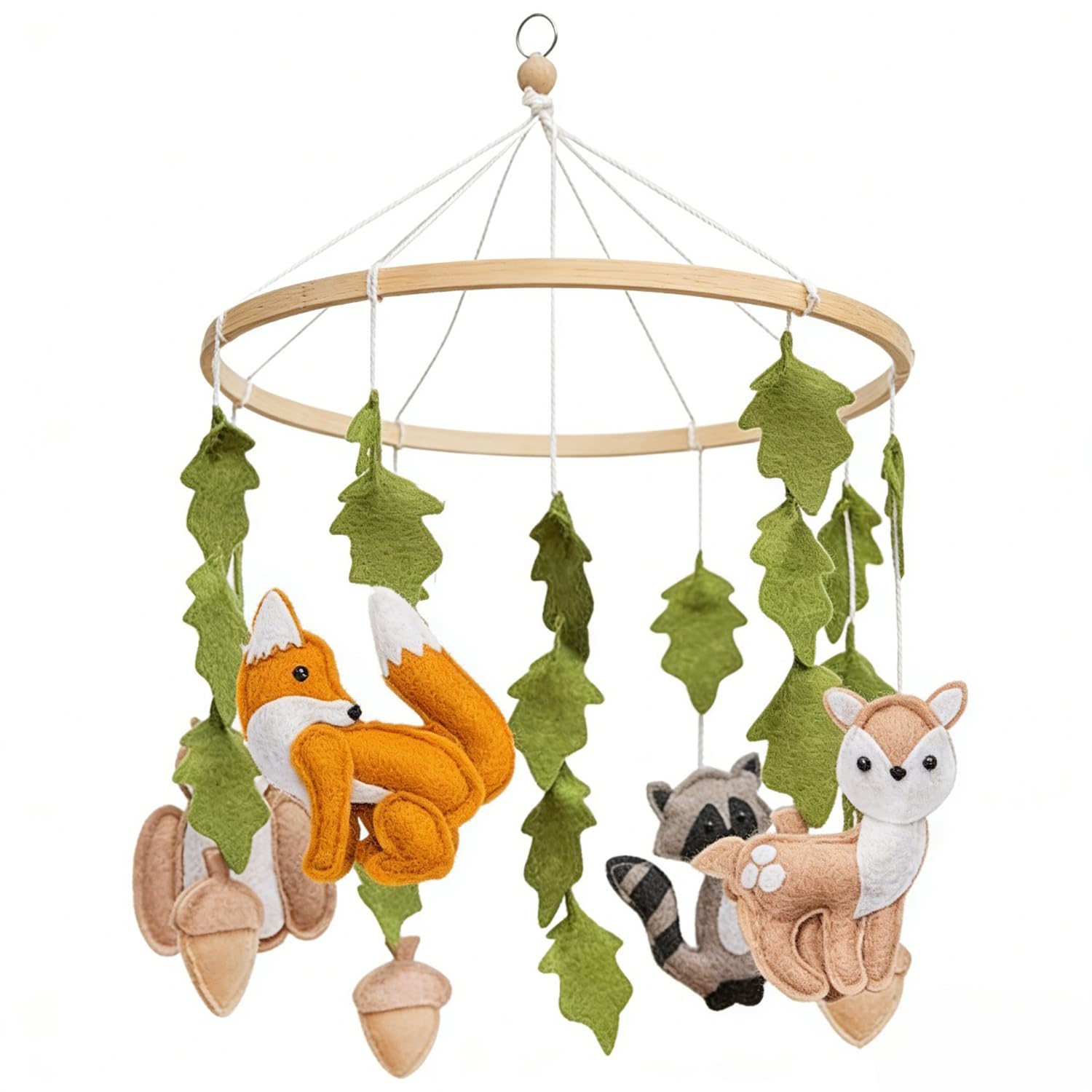 Thumbnail 3 de Filz Bettglocke – Neugeborenen Bettglocke mit Waldtiere-Motiv