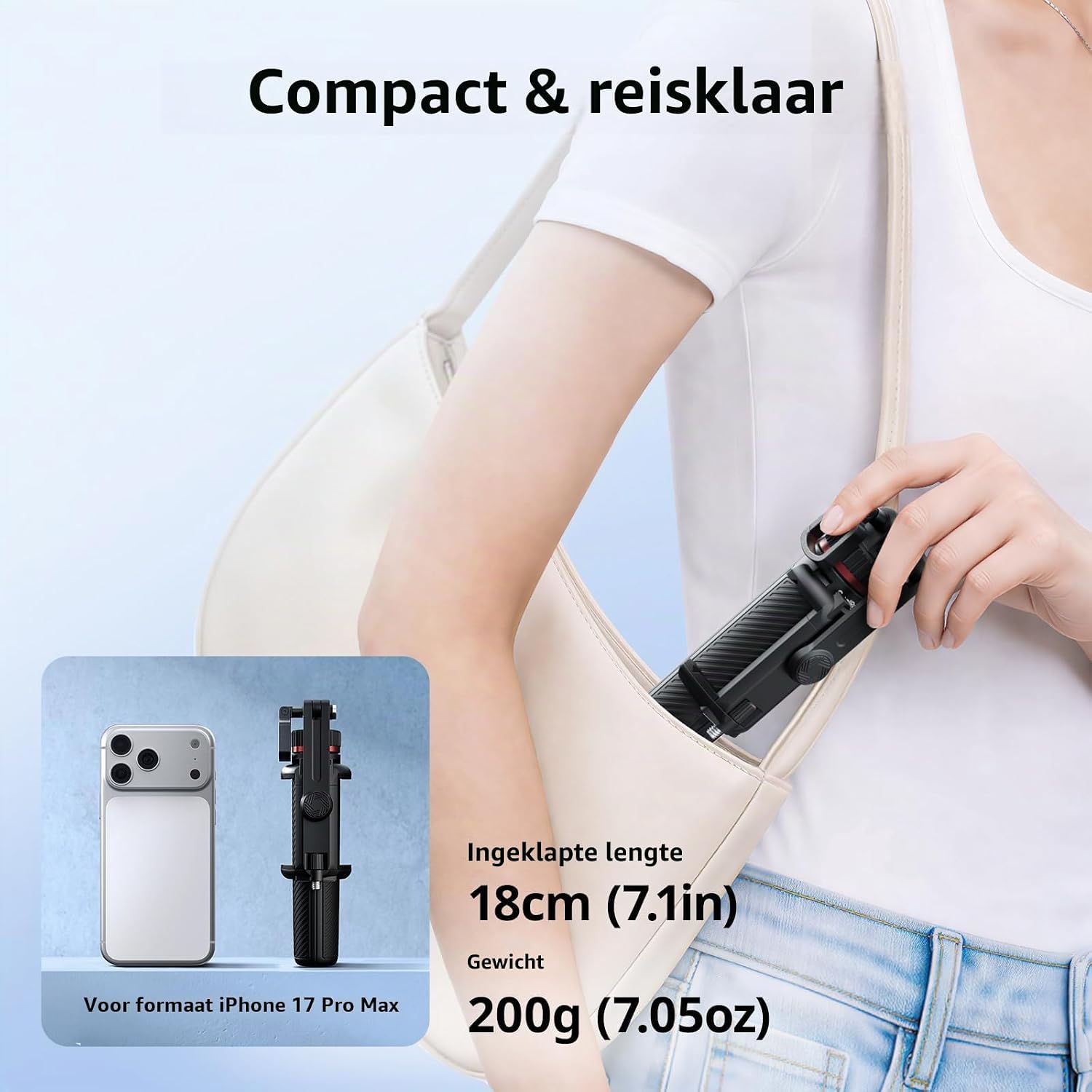 Thumbnail 5 de SMALLRIG VT-17 3-in-1 reisstatief met telefoonhouder en karabijnhaak