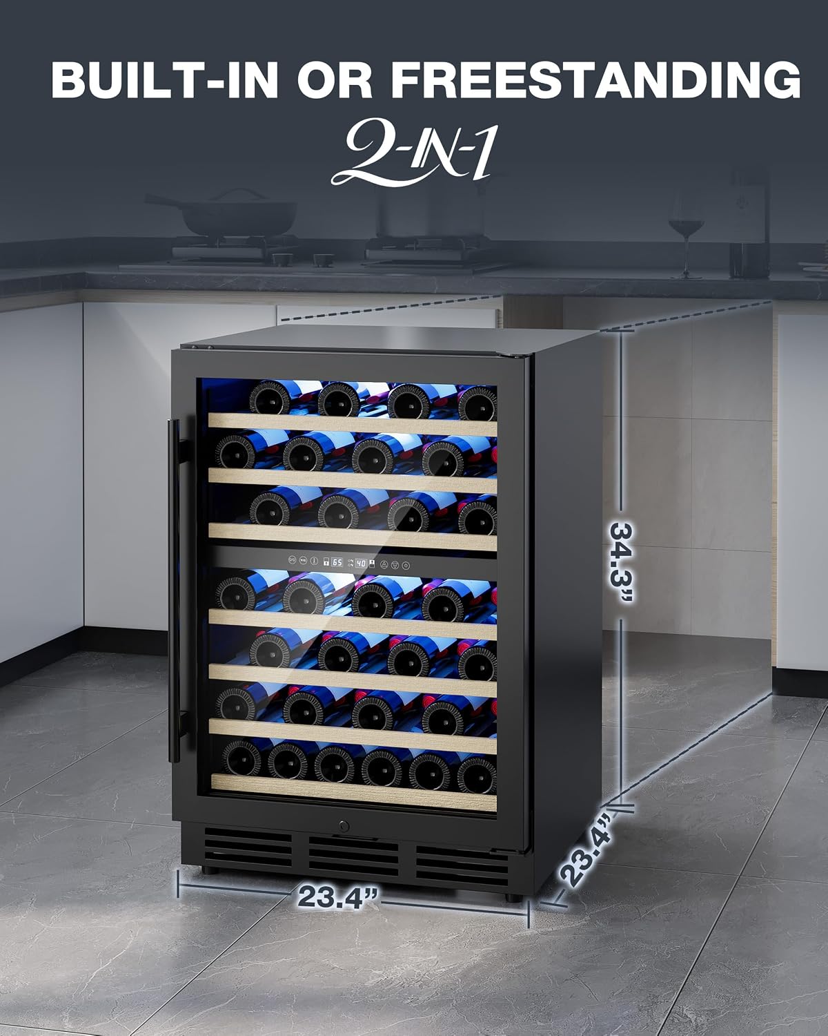 Detalle 2 de ICEVIVAL WC-04S 24-Inch Dual-Zone Wine Fridge, 55-Bottle Capacity