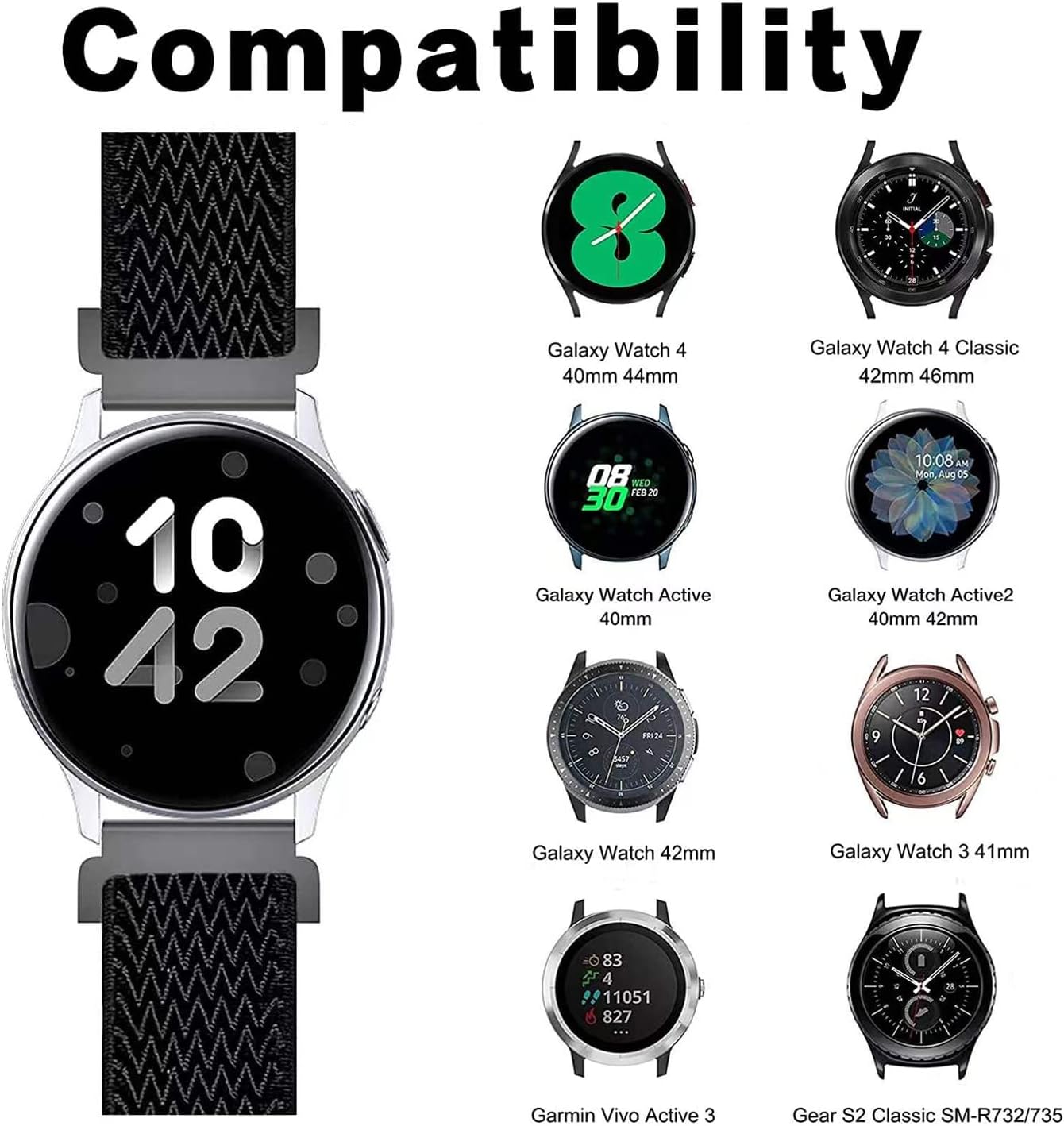 Thumbnail 3 de Elastic Nylon Strap 4‑Pack 18–22mm watch bands