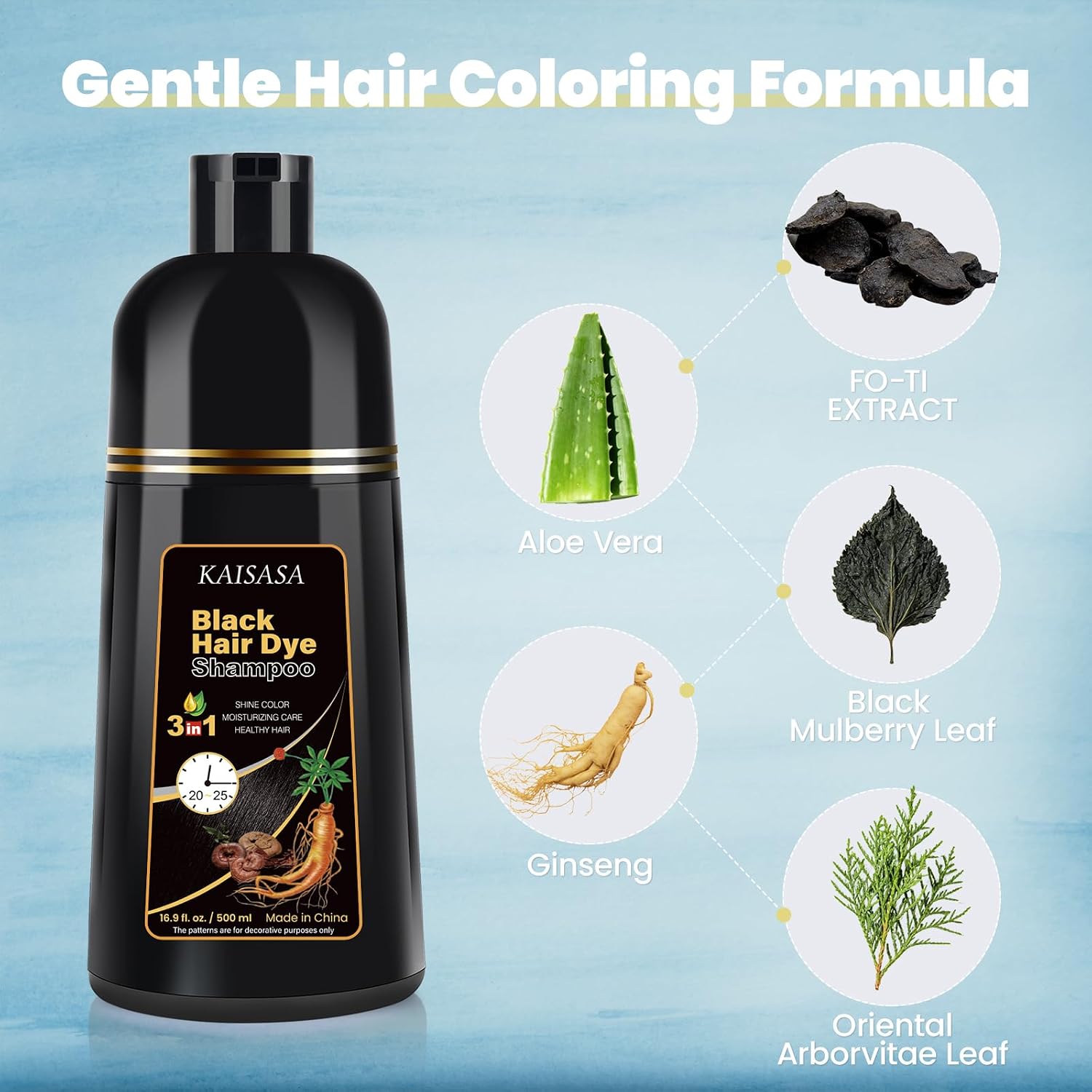 Detalle 2 de Schwarzes HaarfĂ€rbeshampoo 3 in 1 đâ