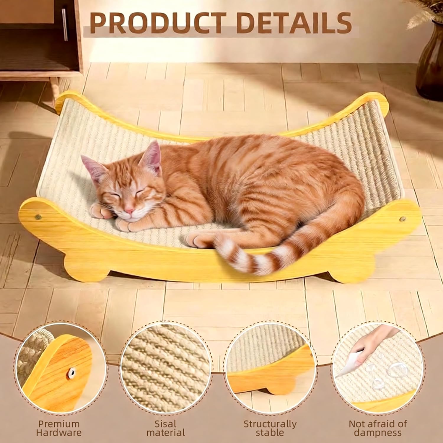 Thumbnail 2 de Cat Scratch Furniture - Sisal Cat Scratcher Bed with 160° Curved Design