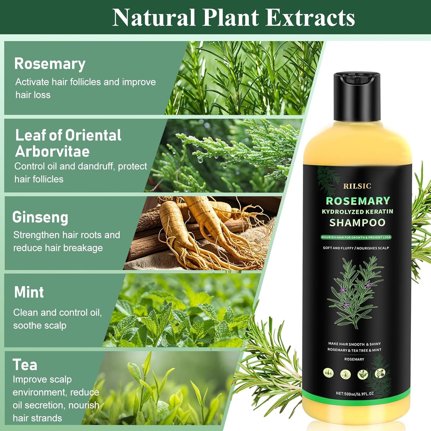 Thumbnail 6 de Shampoo Rosmarino 500ML con Cheratina Idrolizzata – Benessere per Cuoio Capelluto e Capelli