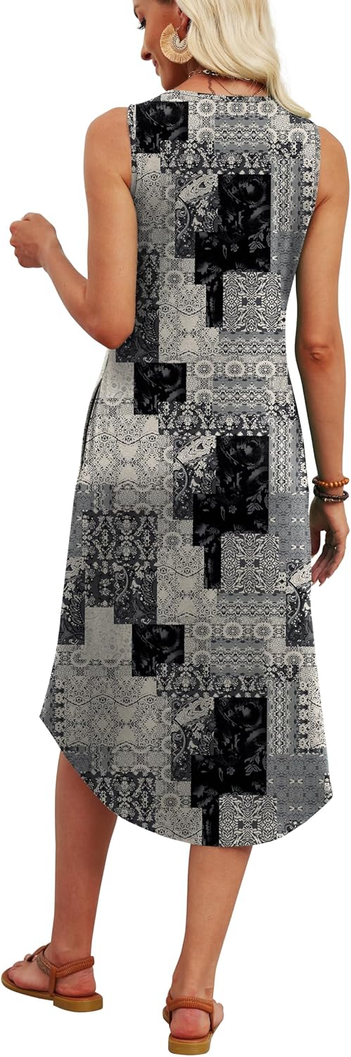 Thumbnail 4 de WIHOLL Summer Dresses for Women 2026 Button Front Sleeveless Midi Dress with Pockets