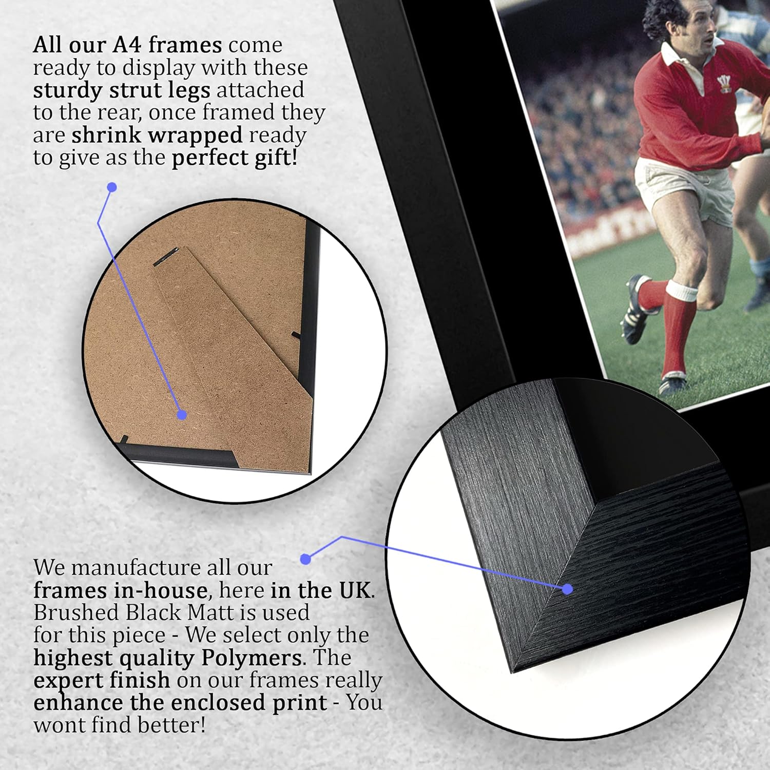 Thumbnail 6 de HWC Trading FR A4 Gareth Edwards Wales framed signed autograph picture (rugby union gift)