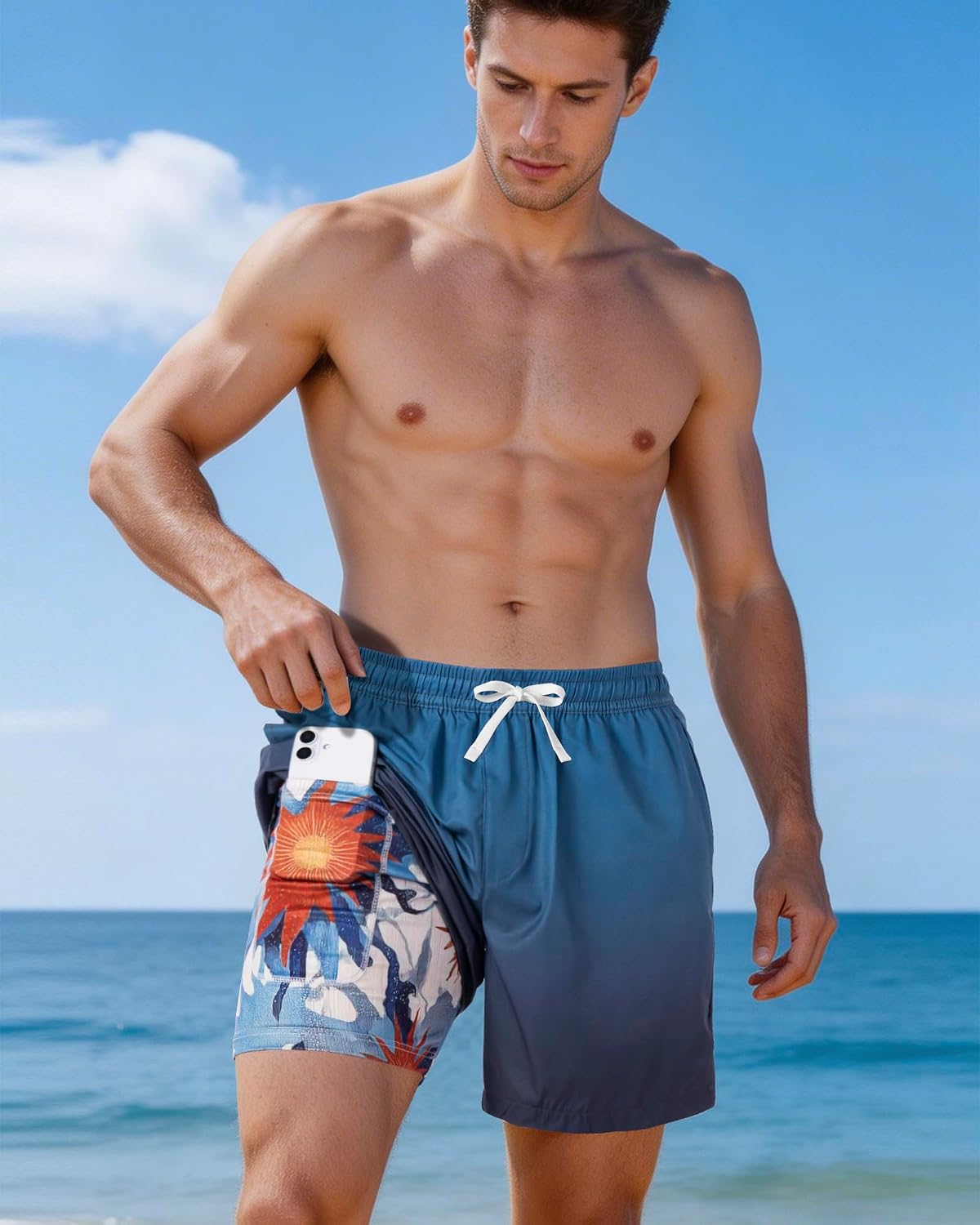 Thumbnail 1 de FreSprtti Men's Swim Trunks: 2-in-1 Board Shorts with Quick-Dry comfort