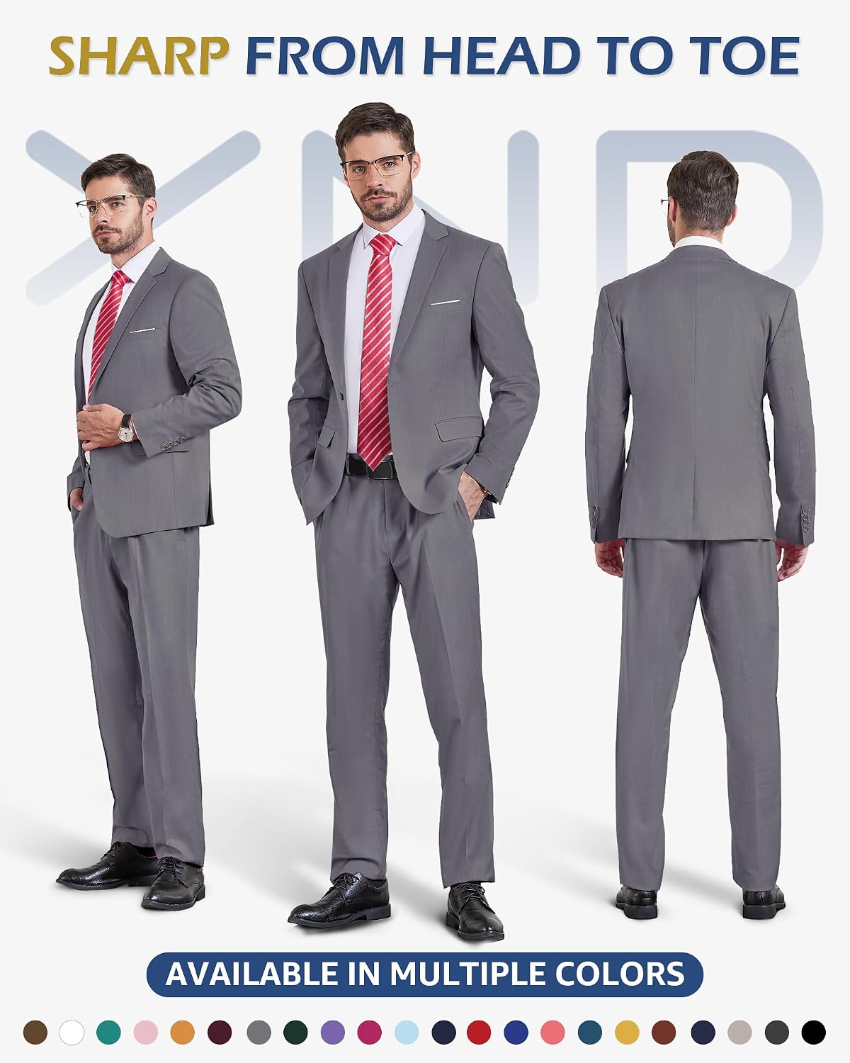 Detalle 2 de YND Men's 2 Piece Suit Slim Fit 20 Colors 👔