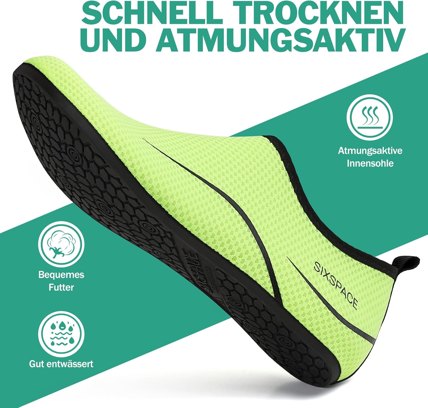 Thumbnail 6 de Sixspace Badeschuhe Wasserschuhe Aquaschuhe – Schnell trocknend, rutschfeste Sohle, bequemes Slip-on-Design