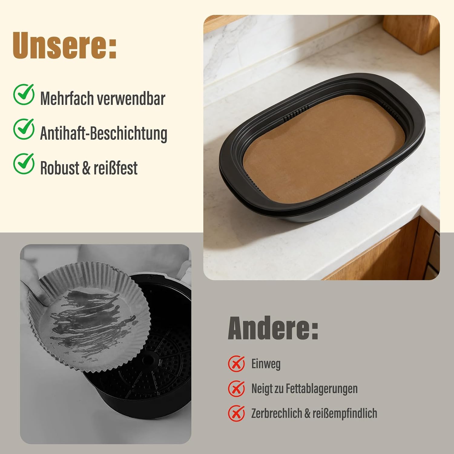 Detalle 2 de Permanent Dauerbackfolie für Thermomix TM7 Varoma – passgenaues, wiederverwendbares Backpapier