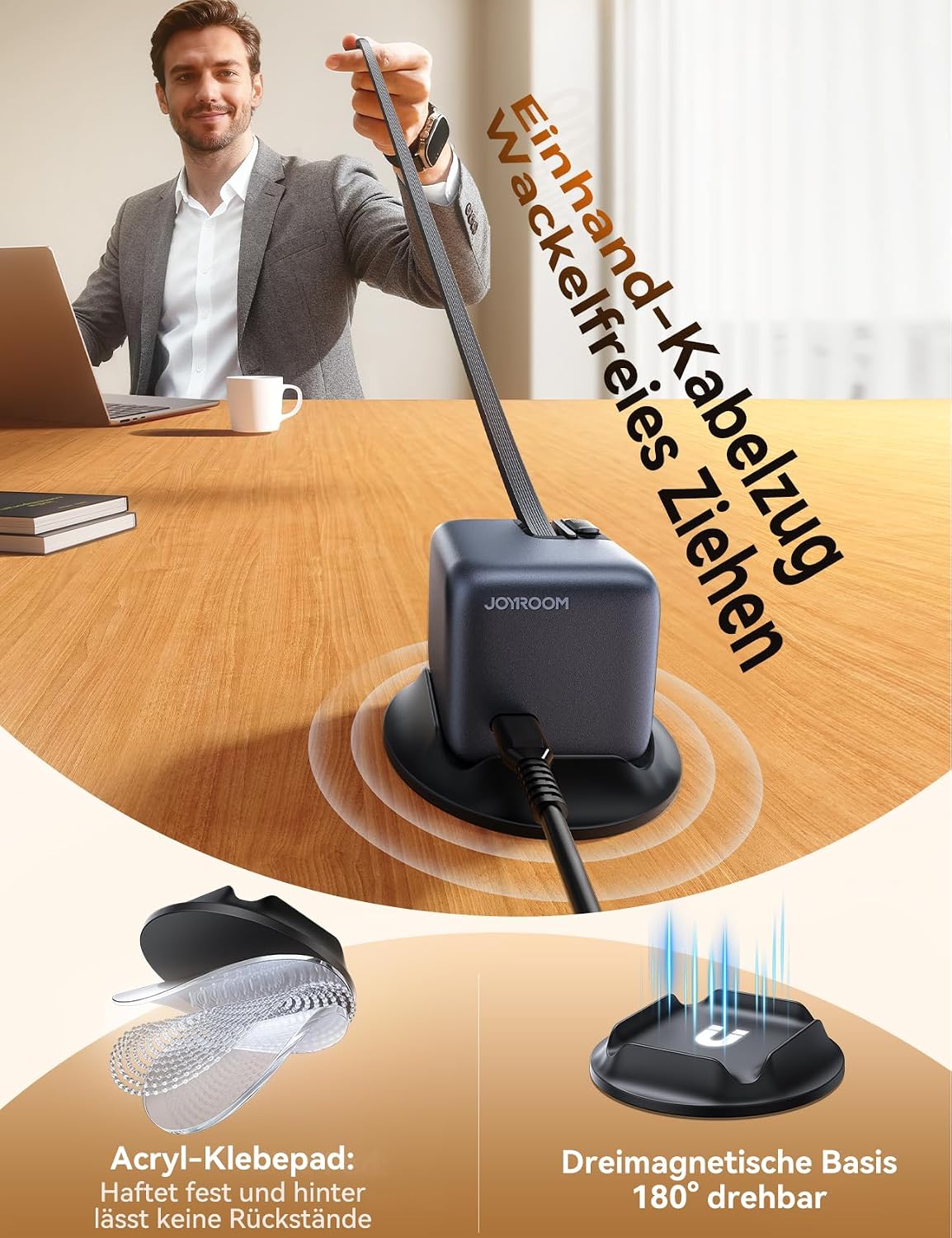 Thumbnail 5 de JOyroom PODIX 140W 5‑in‑1 GaN Ultra Ladelstation mit USB‑C Retraktabel-Kabeln und Smart LCD