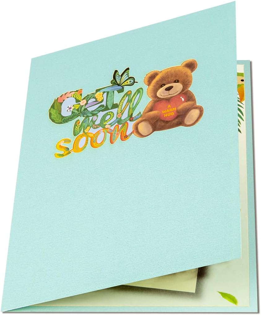Thumbnail 6 de CNLITIHEKA Get Well Pop Up Card – Bear 3D Pop-Up Encouragement Card with Notes and Envelope
