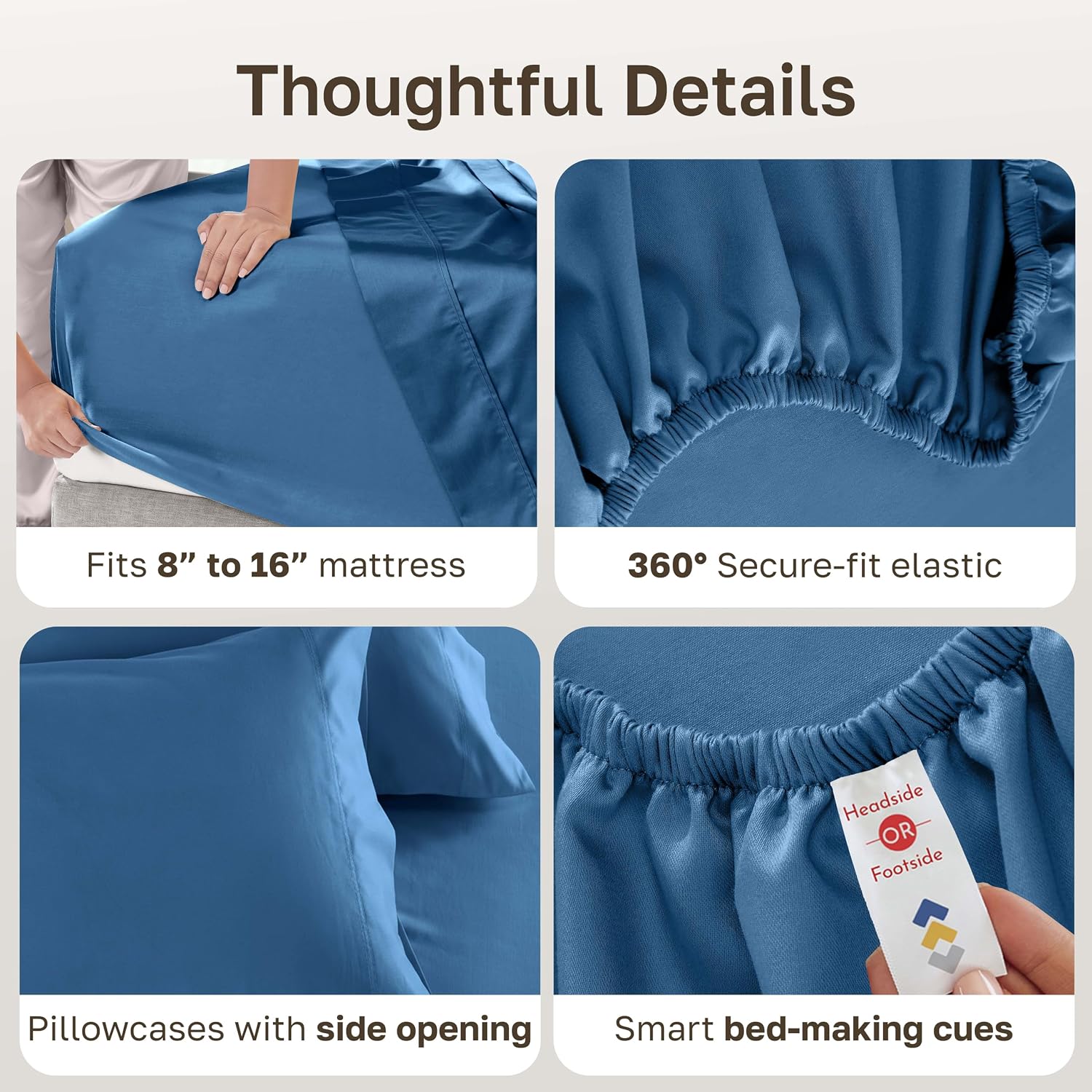 Thumbnail 3 de California Design Den 840307190499 Queen Cotton Sheet Set, 600 Thread Count
