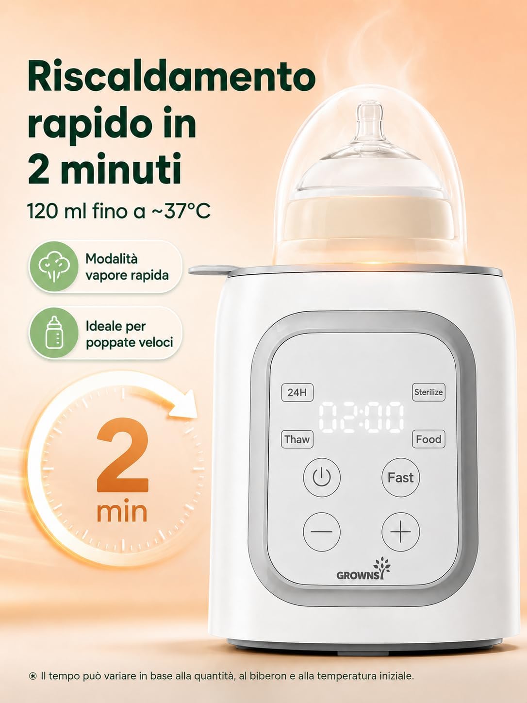 Thumbnail 3 de Grownsy Scaldabiberon per Bambini 10-in-1 con sterilizzatore e timer