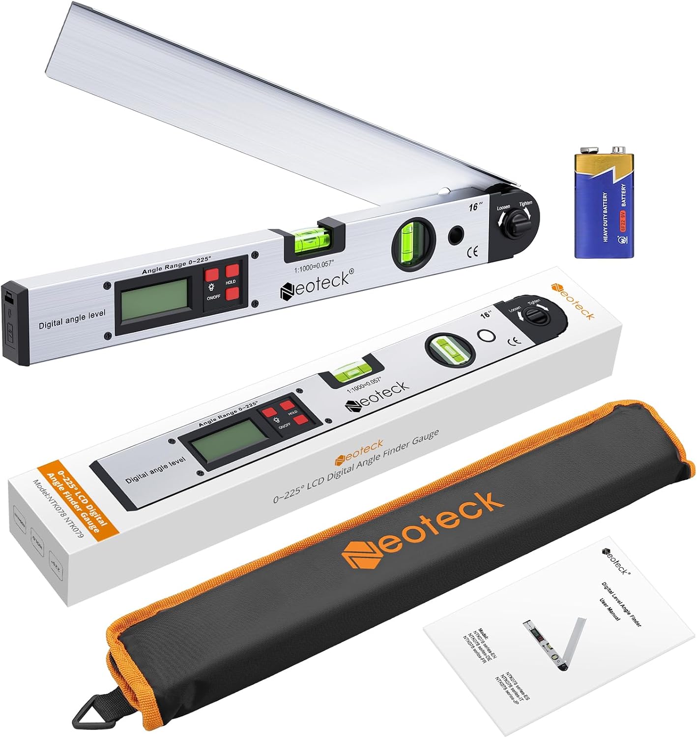 Thumbnail 6 de Neoteck Angle Finder Digitale 0–225°: righello angolare con LCD retroilluminato