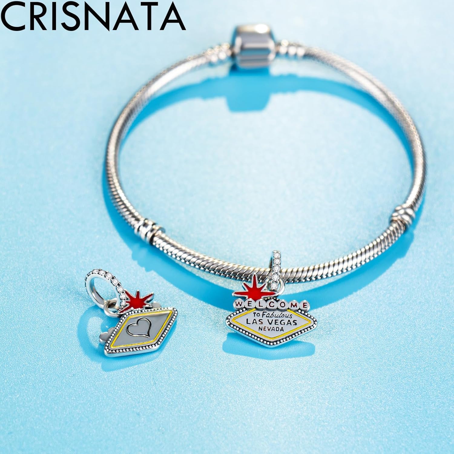 Thumbnail 3 de I Love Travel Theme Charm - 925 Sterling Silver Travel Pendant for European Bracelet