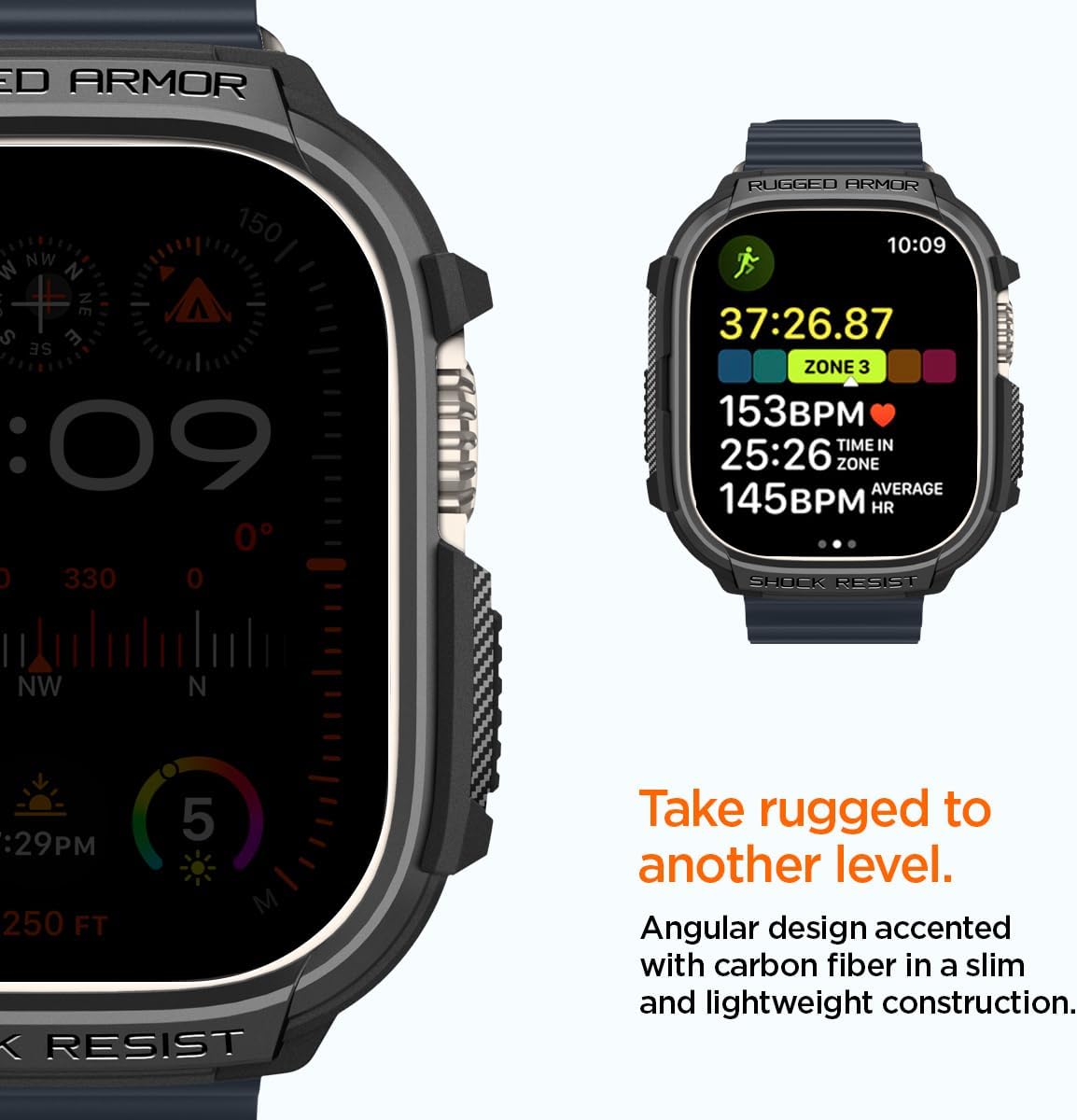 Thumbnail 3 de Spigen Rugged Armor per Apple Watch Ultra 3/Ultra 2/Ultra 1 49 mm (2025) – Cover protettiva in TPU, nero