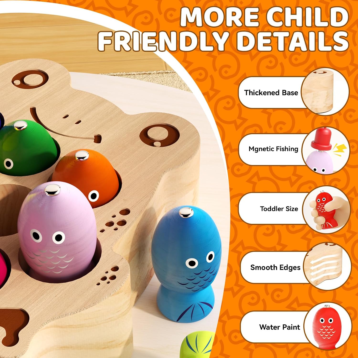 Thumbnail 2 de Edutree Montessori Wooden Magnetic Fishing Game for Toddlers (1–3 years): Colour Sorting & Fine Motor Skills