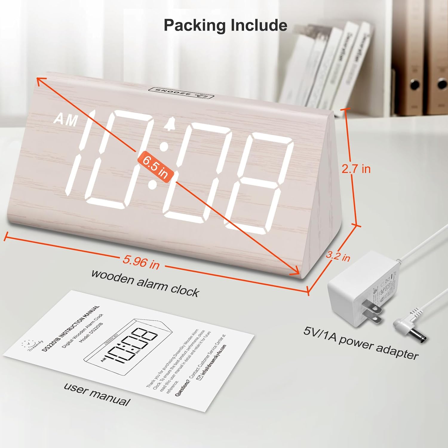 Thumbnail 6 de DreamSky Digital Alarm Clock with Wooden Face