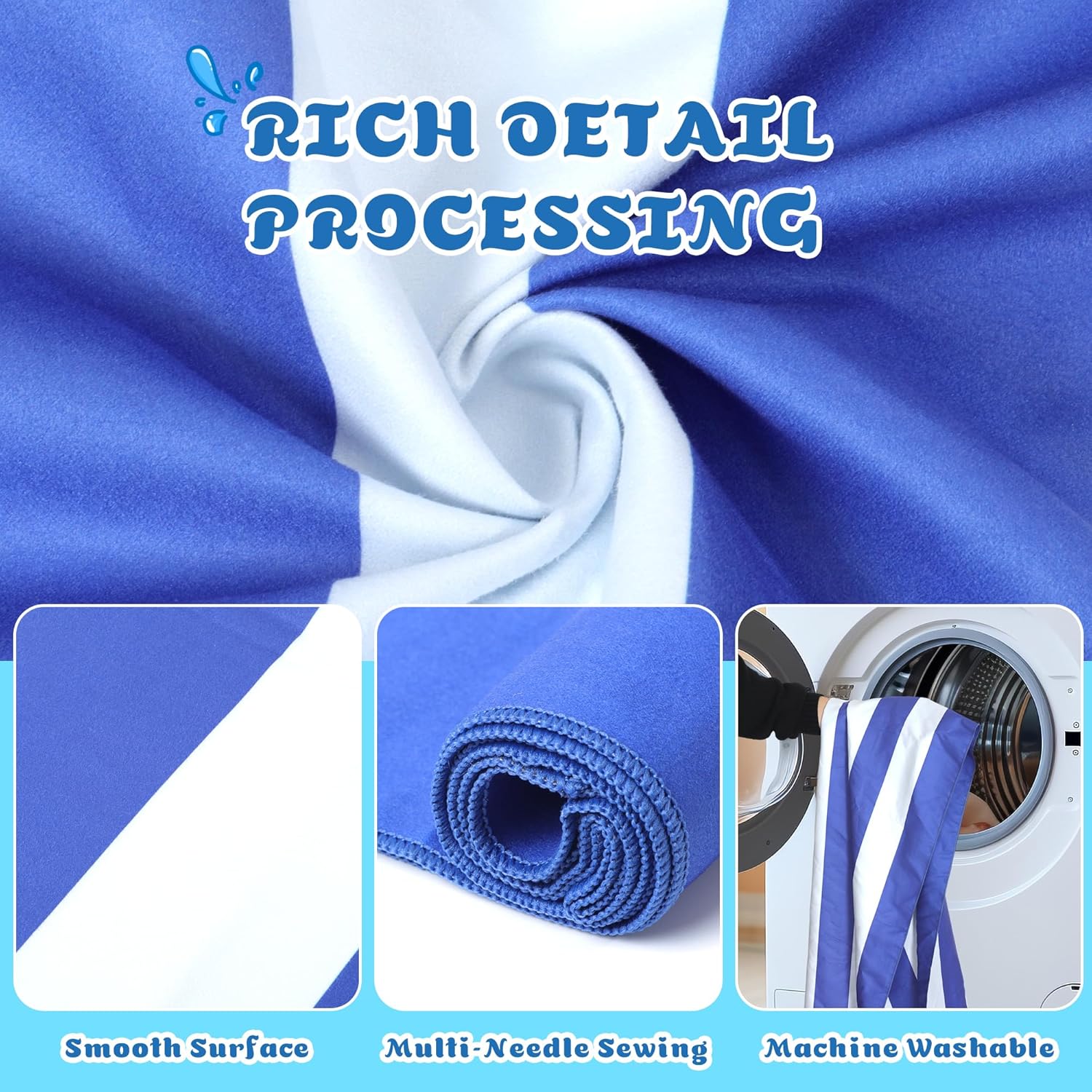 Thumbnail 5 de Anavasi Microfibre Beach Towels for Adults (2 Pack) 180 x 90 cm with Drawstring Bag