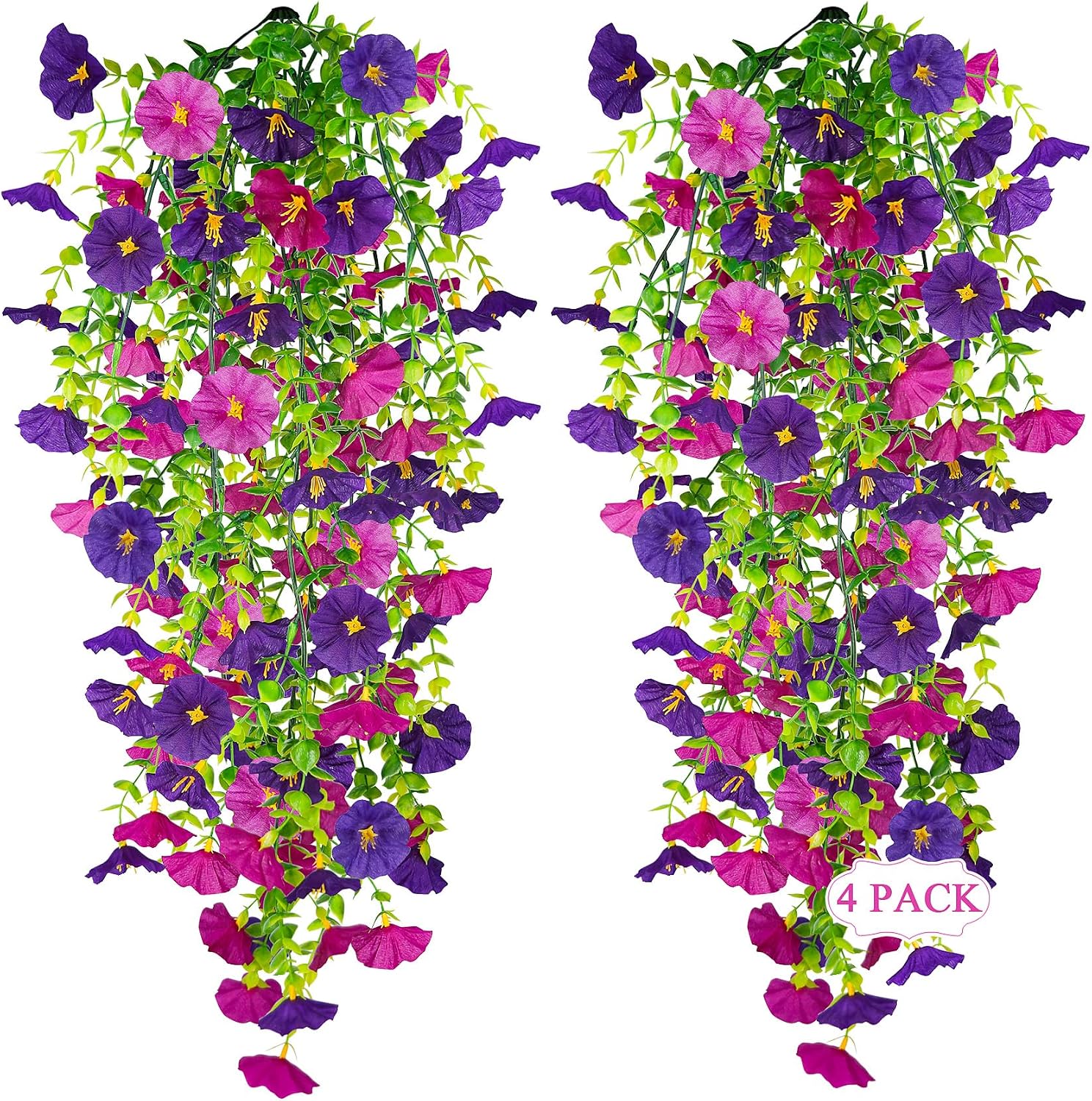 Detalle de ADORAMOUR kunstmatige morning glory-slingers, set van 4, UV-bestendig
