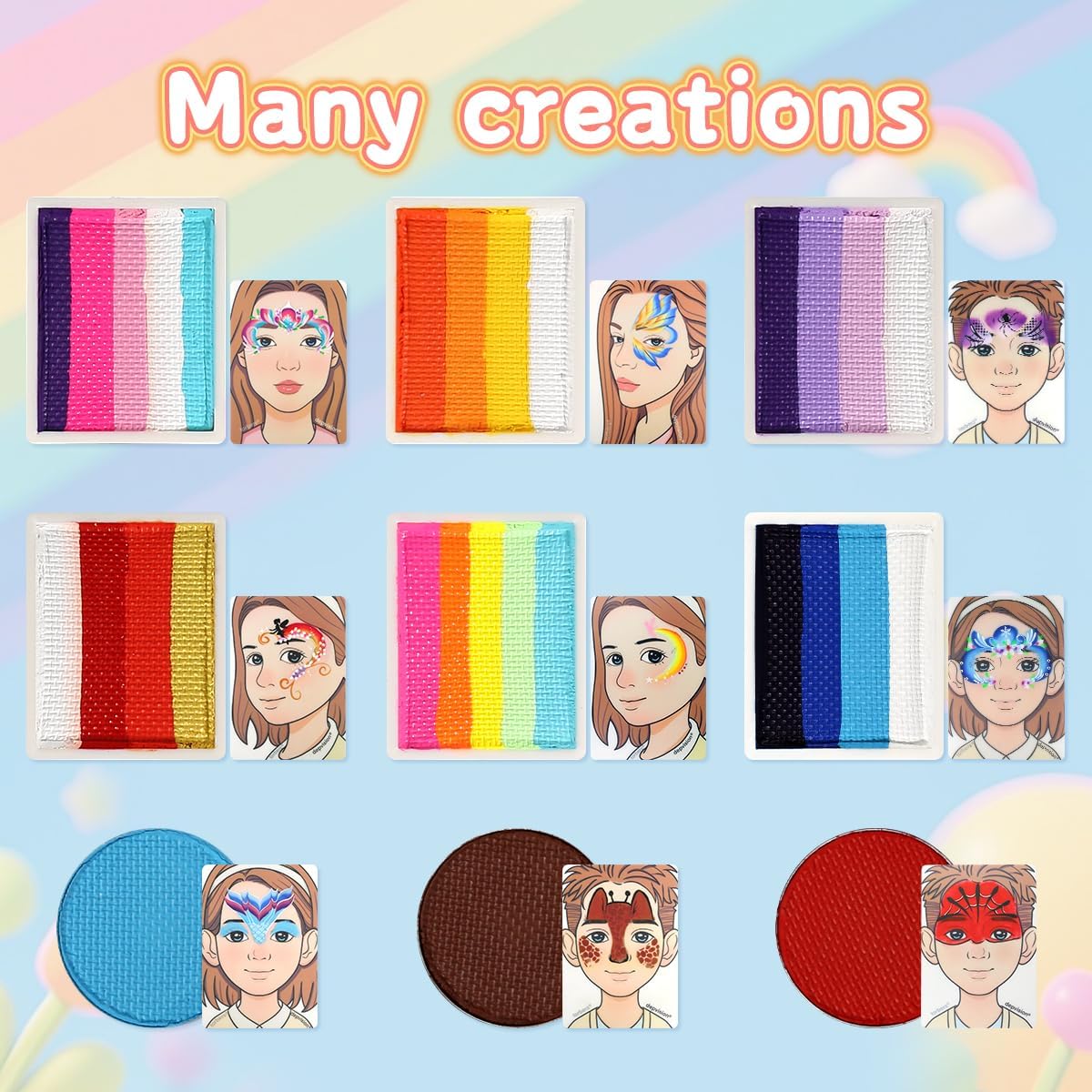 Detalle de Depvision Face Painting Kit, 68 Colours