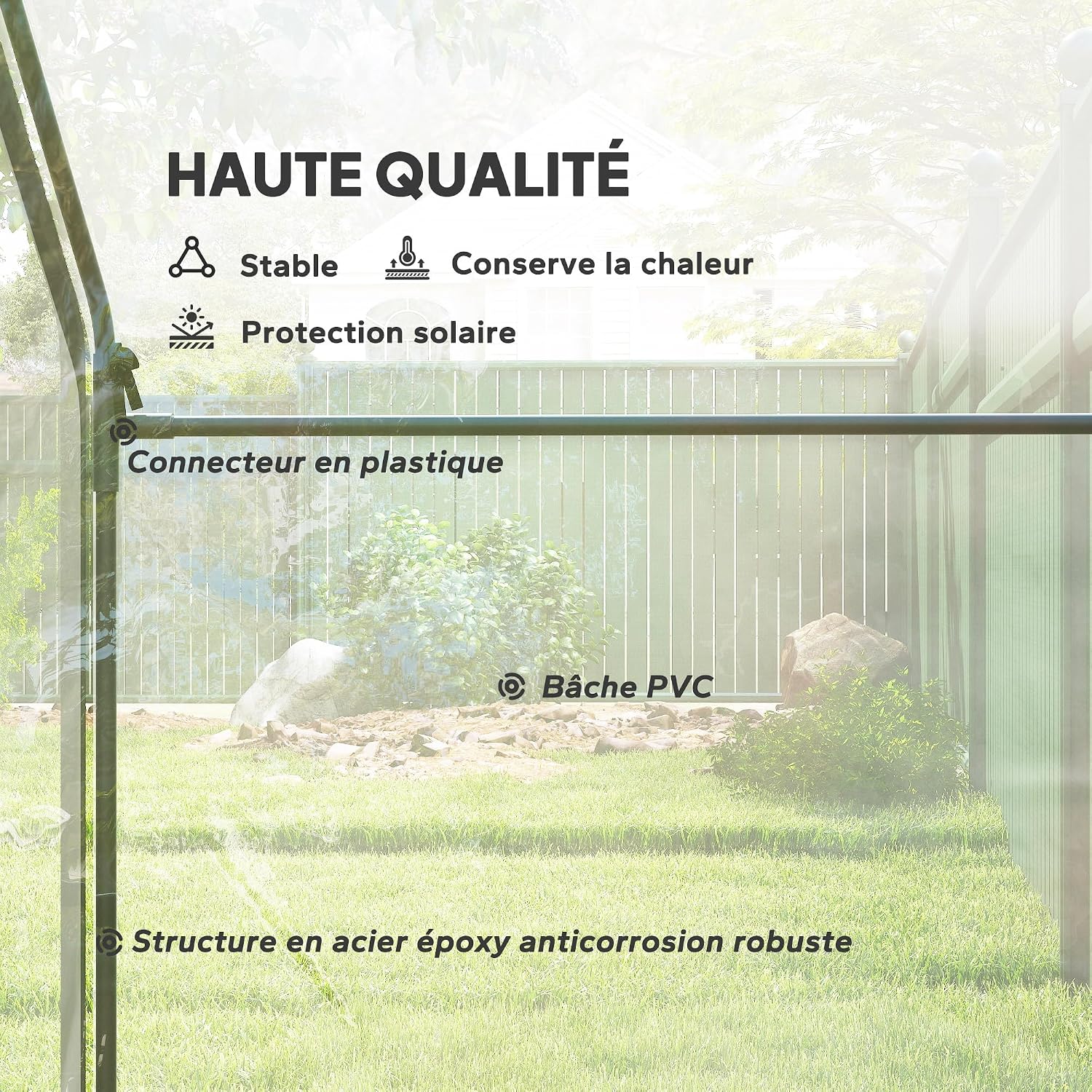 Detalle de Outsunny 845-154V00CR broeikas van staal en pvc, transparant, 1,8 x 1 x 1,68 m
