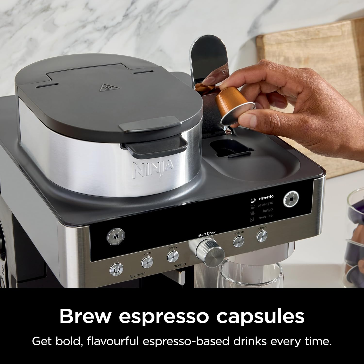 Thumbnail 2 de Ninja Prestige CFN802UK 2-in-1 filter coffee & pod capsule machine with built-in milk frother (black)