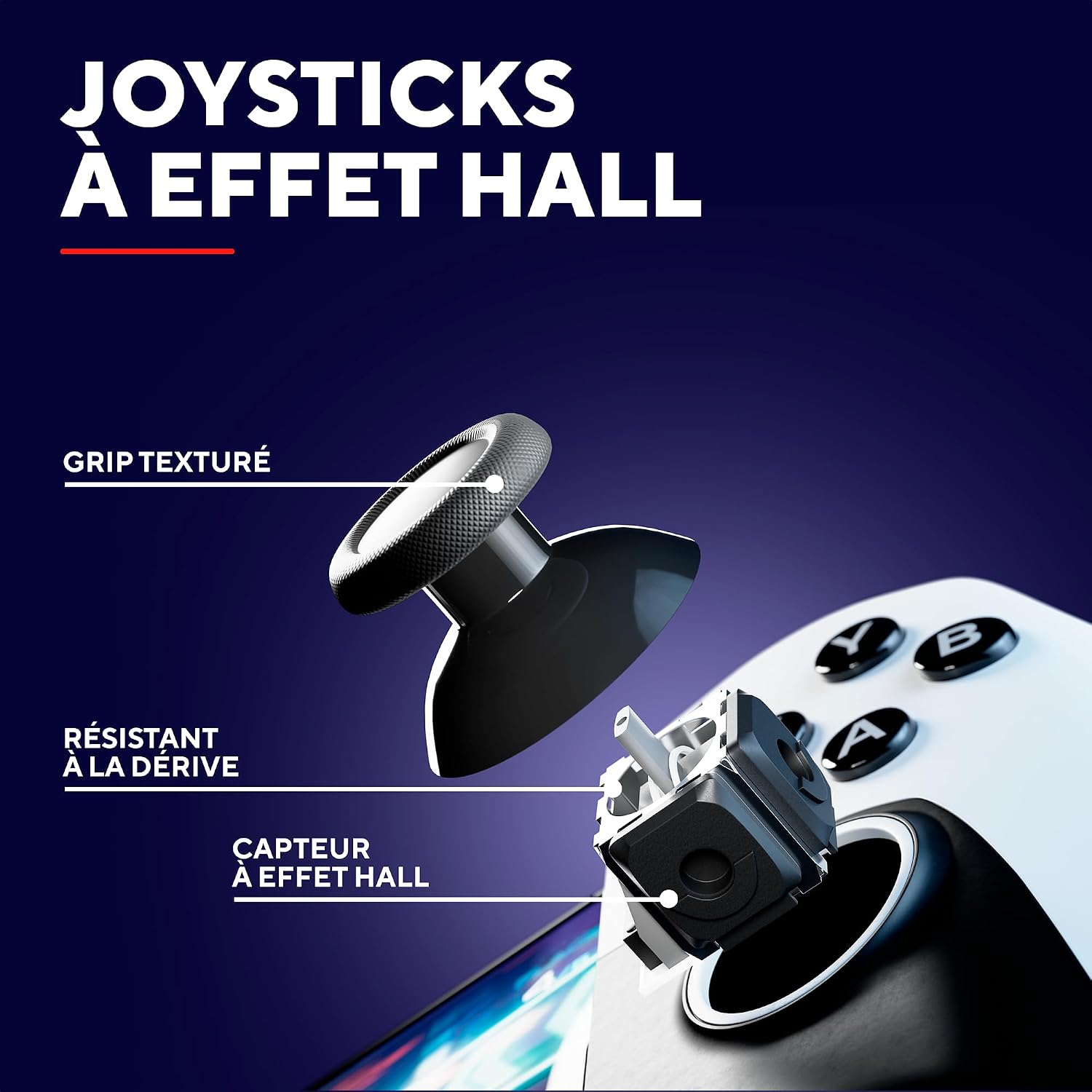 Detalle de GXTrust Rynox draadloze mobiele gamecontroller met Hall-effectjoysticks en harde hoes