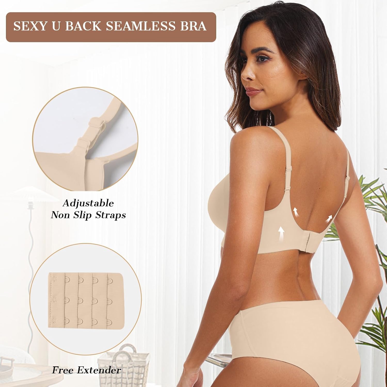 Detalle de OEAK 0K-1028 Wireless Jelly Bra, Seamless V-Neck with Removable Pads