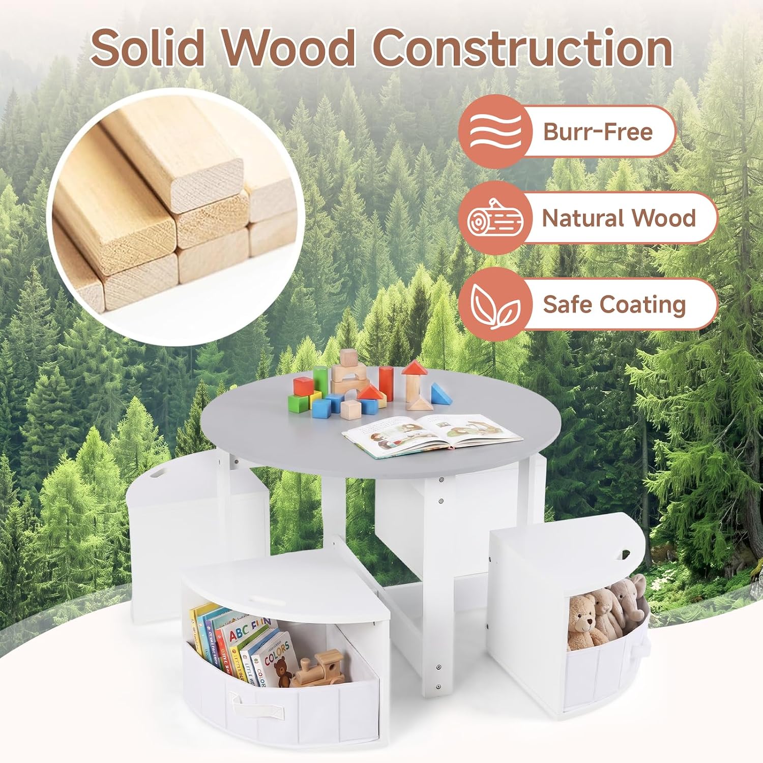 Detalle 2 de INFANS Kids Table and Chair Set, Wooden