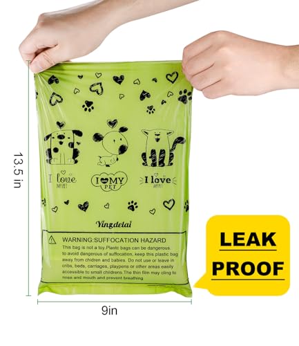 Detalle de Yingdelai Dog Poo Bags - 540 Counts Biodegradable with Adjustable Dispenser