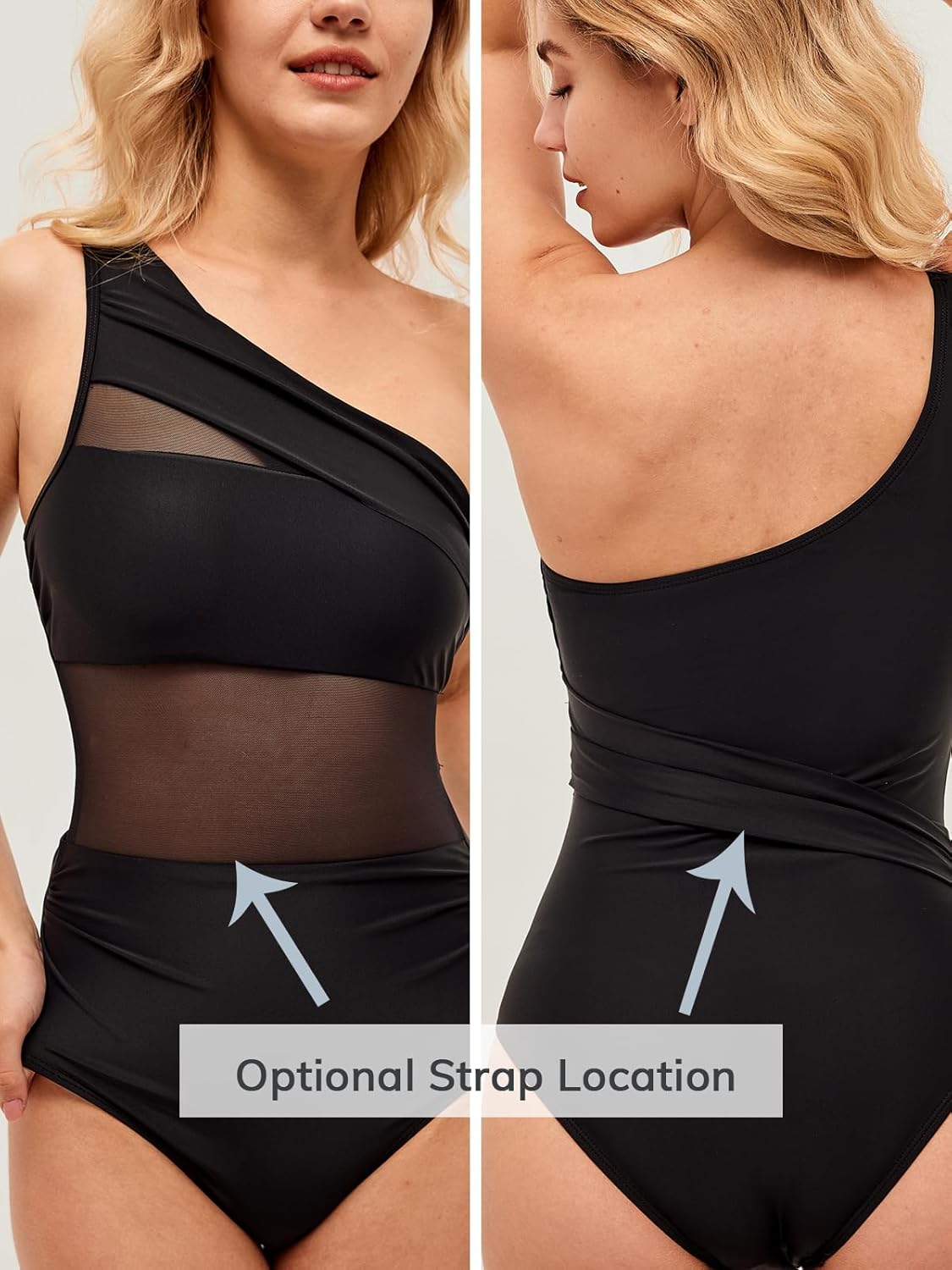 Thumbnail 3 de CUPSHE Women's One Piece Swimsuit with Tummy Control, Ruched Mesh and Asymmetric One-Shoulder Design
