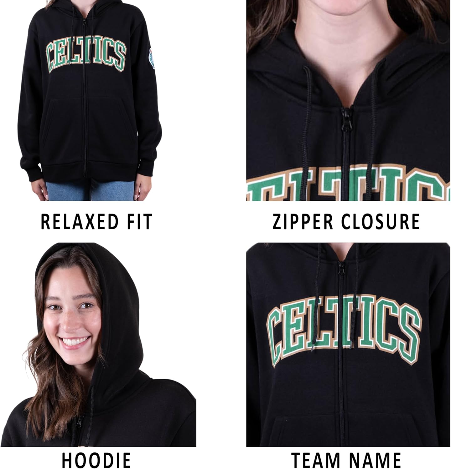 Detalle de Ultra Game Women’s NBA Official Super Soft Full Zip Hoodie Sweatshirt