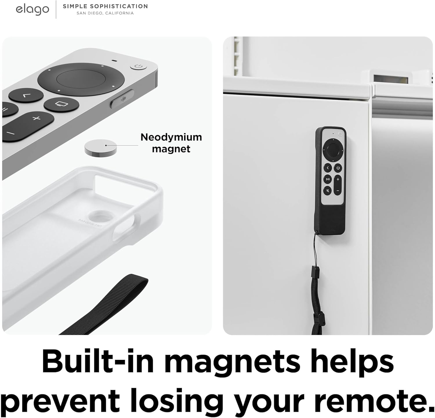 Thumbnail 2 de elago Étui R1 pour Apple TV 4K Siri Remote (3e/2e génération) – coque aimantée en silicone bleu phosphorescent