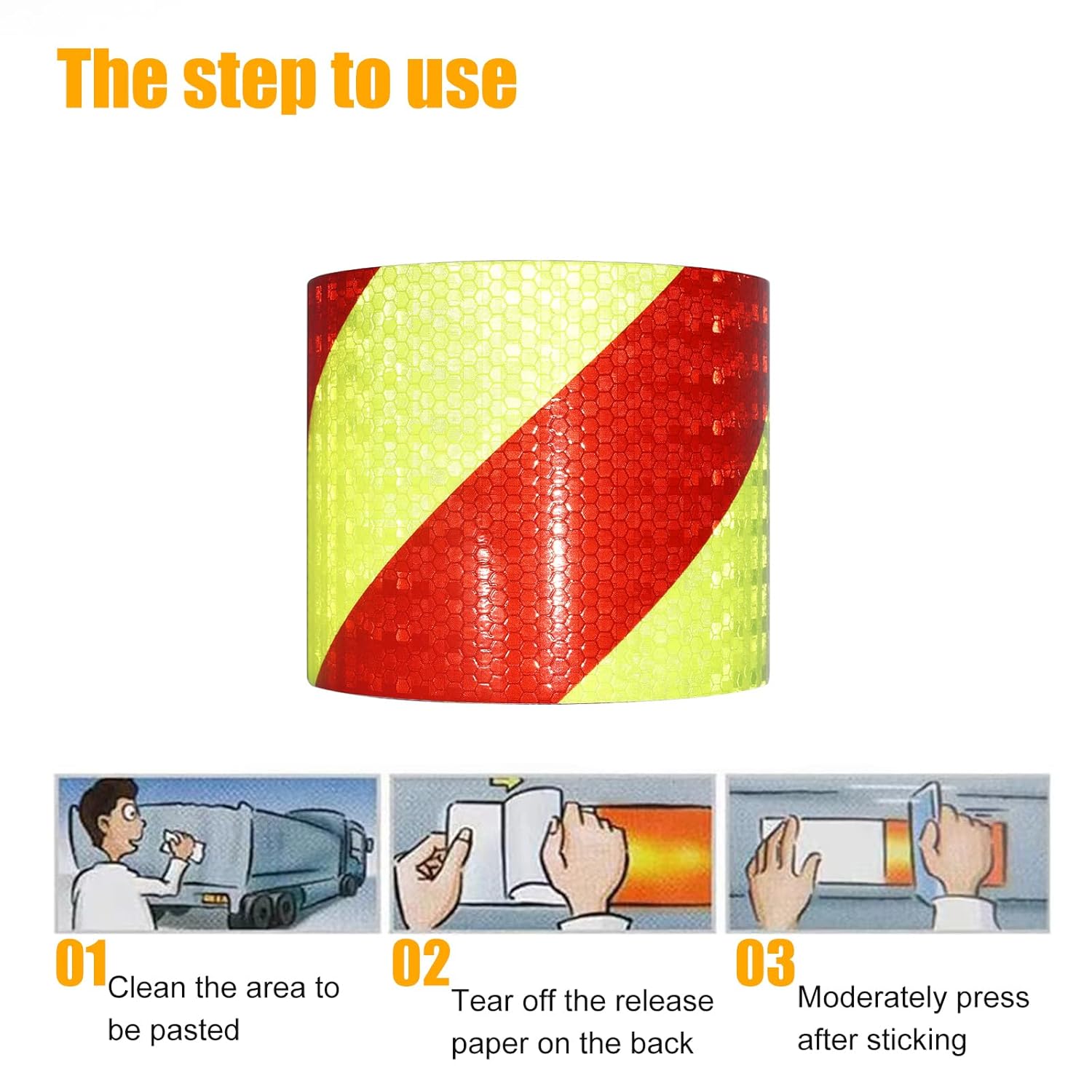 Thumbnail 6 de Ruban réfléchissant XFXIA rouge et jaune – 10 cm x 10 m, étanche et auto-adhésif