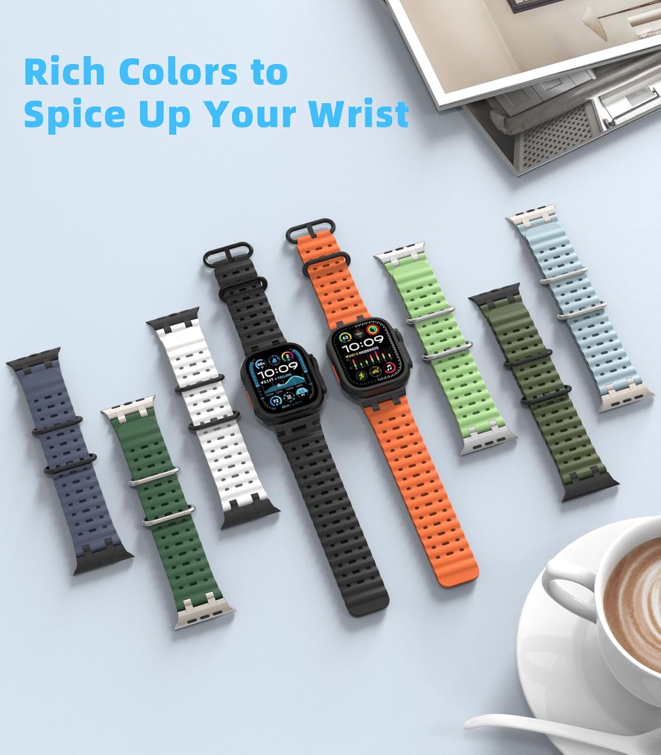 Thumbnail 5 de MoKo Ocean Band for Apple Watch Ultra 3/2/1 and Series 11 to 1 (49mm/46mm/45mm/44mm) – Breathable Silicone Strap