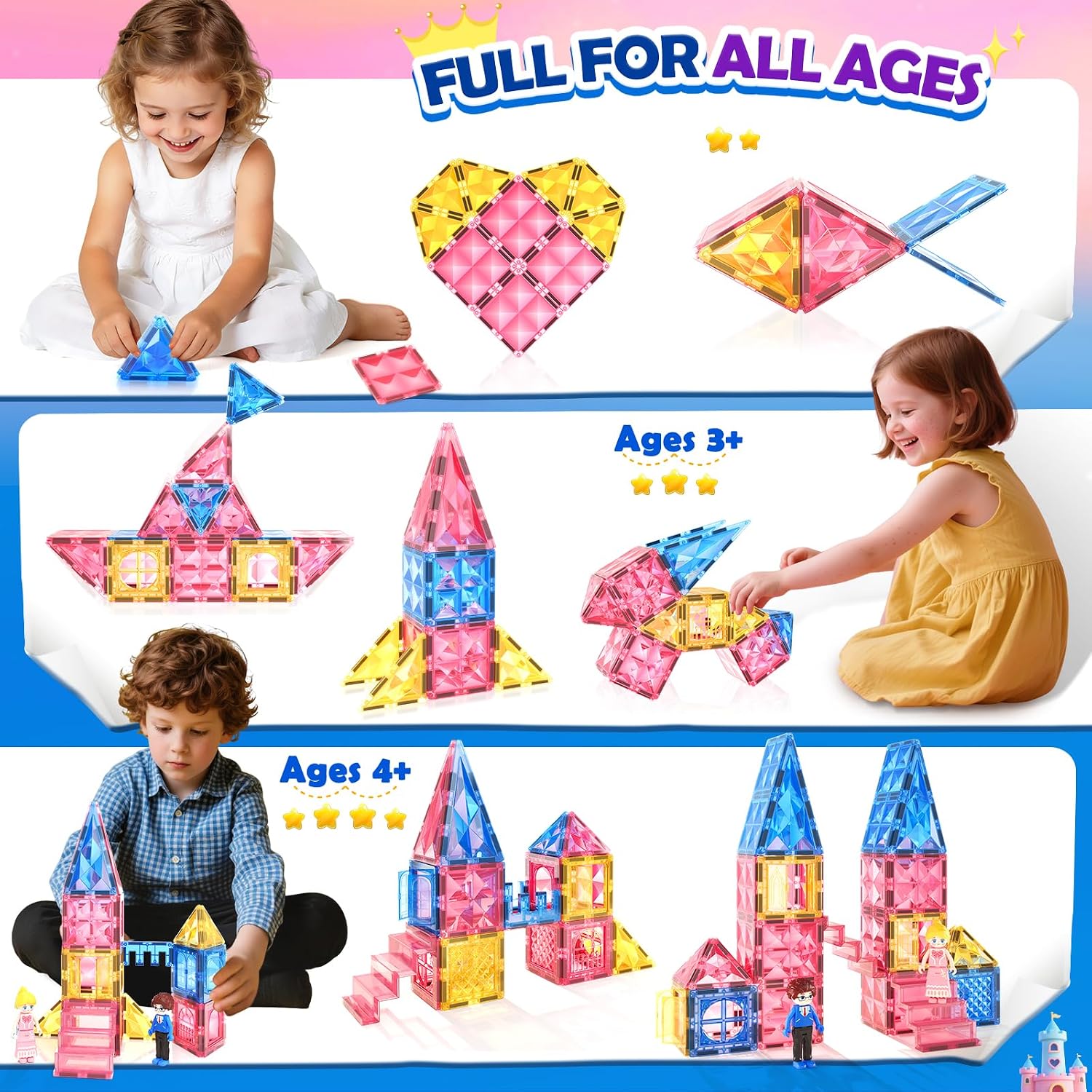 Detalle 2 de Soyee Diamond Magnetic Tiles Princess Castle Set