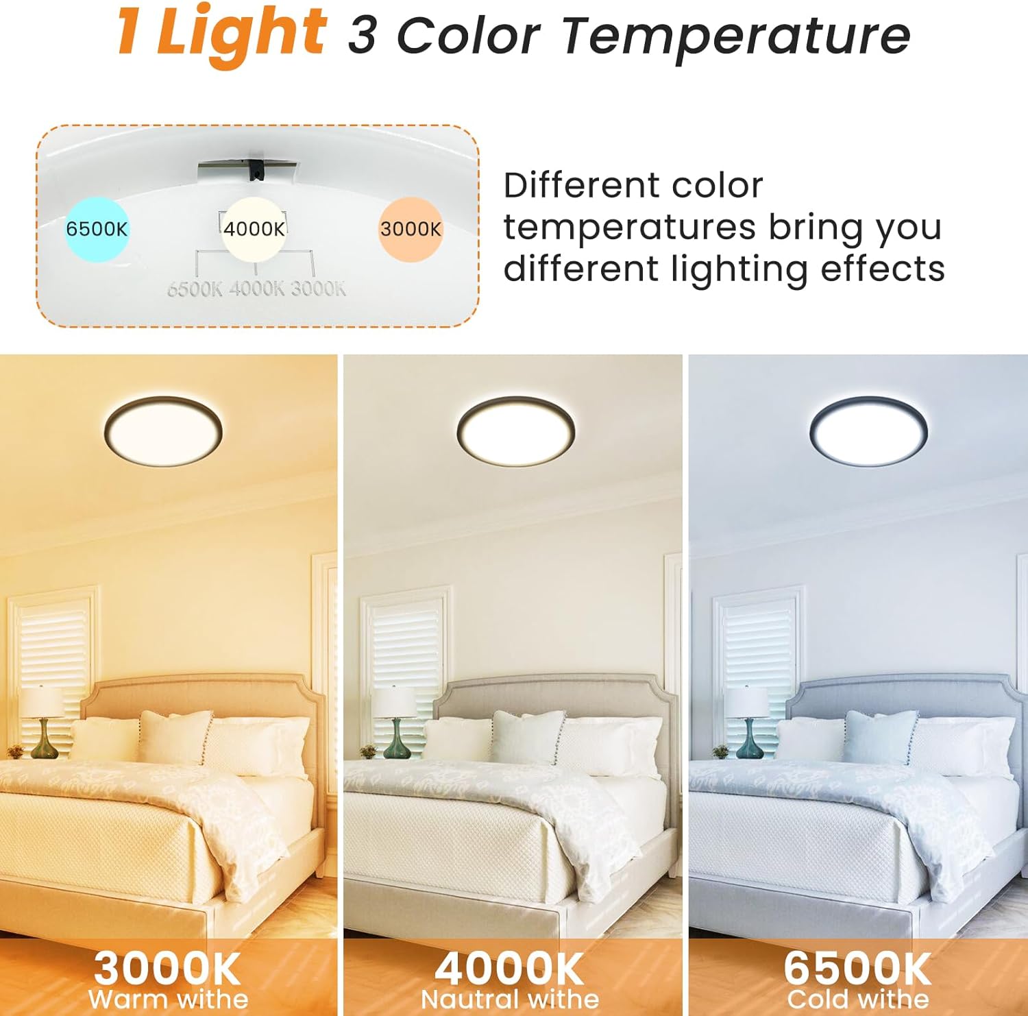 Thumbnail 1 de slochi LED Deckenleuchte 29 cm – 3 Farbtemperaturen, IP44, 24 W, 2400 lm, Schwarz