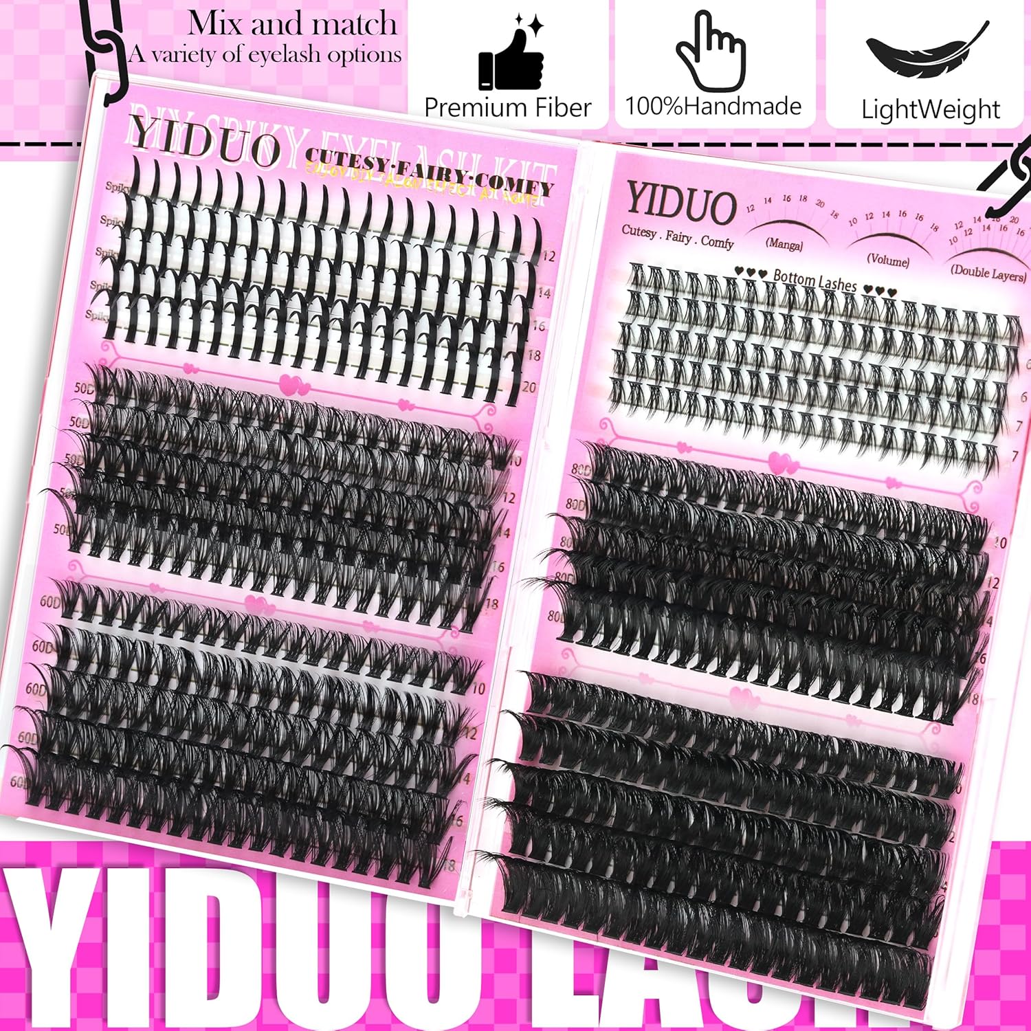 Thumbnail 1 de YIDUO Lash Clusters Kit with Spikes and Bottom Lashes Extensions