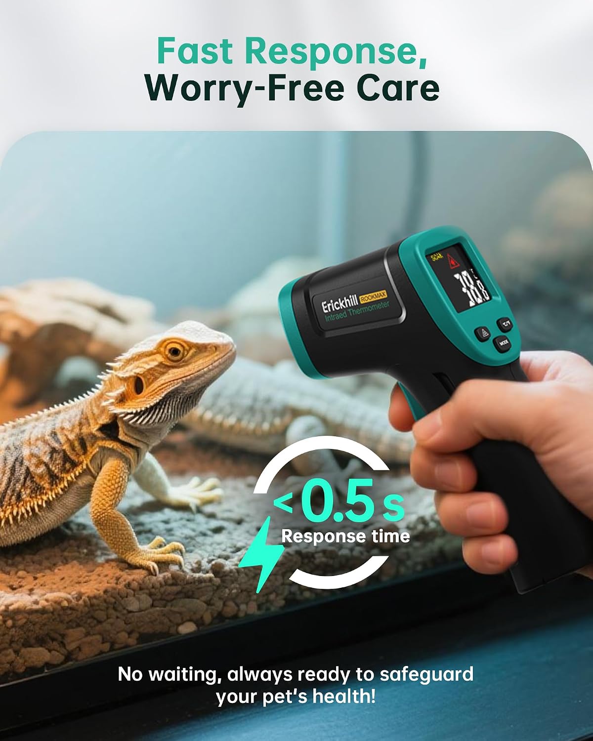 Detalle de ERICKHILL Infrared Thermometer -50℃ to 800℃ with Adjustable Emissivity, Laser Guidance & Backlit LCD (Dark Green)