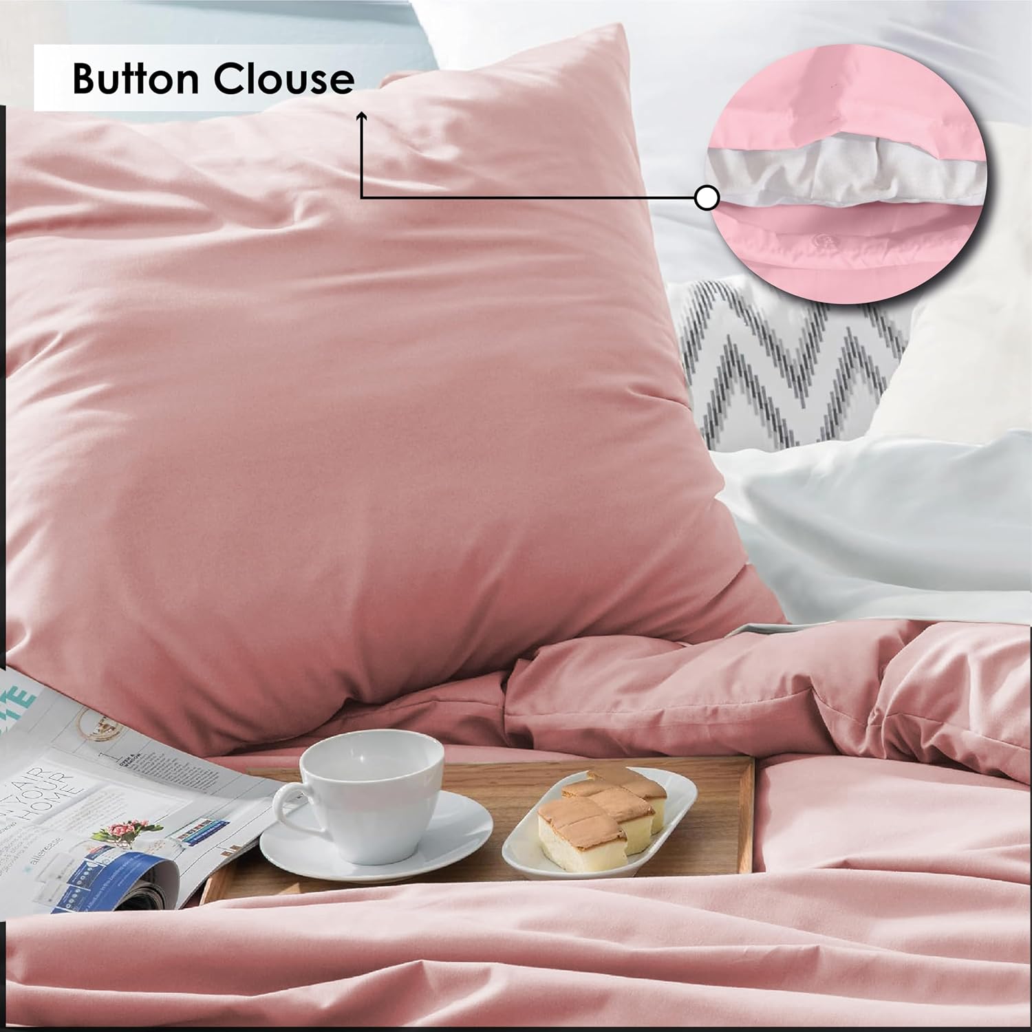 Thumbnail 2 de REHAN & CO Single Duvet Cover Set in Blush (soft brushed microfiber) with pillowcases