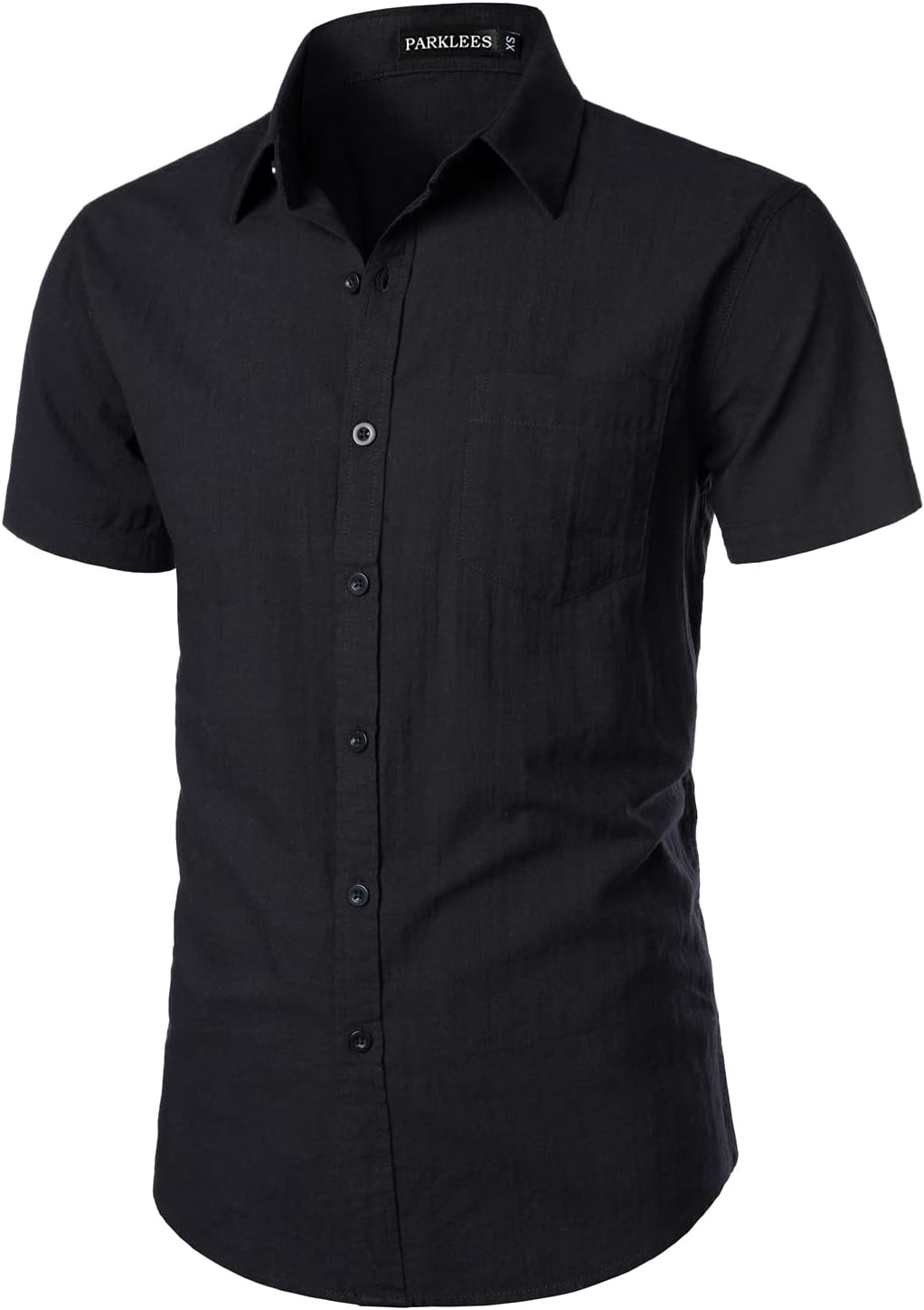 Thumbnail 2 de PARKLEES Men's Fitted Cotton Linen Short Sleeve Button Up Shirt