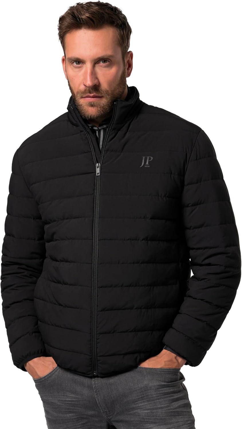 Detalle de Veste matelassée JP 1880 pour hommes grandes tailles jusqu'au 8XL – Duvet technique, col montant