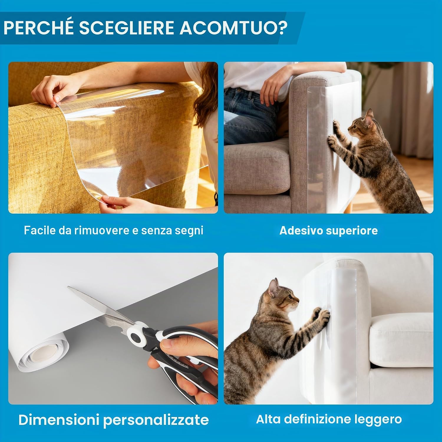Thumbnail 2 de Pellicola protettiva antigraffi per divano per gatti 5 m x 30 cm – protezione invisibile per mobili