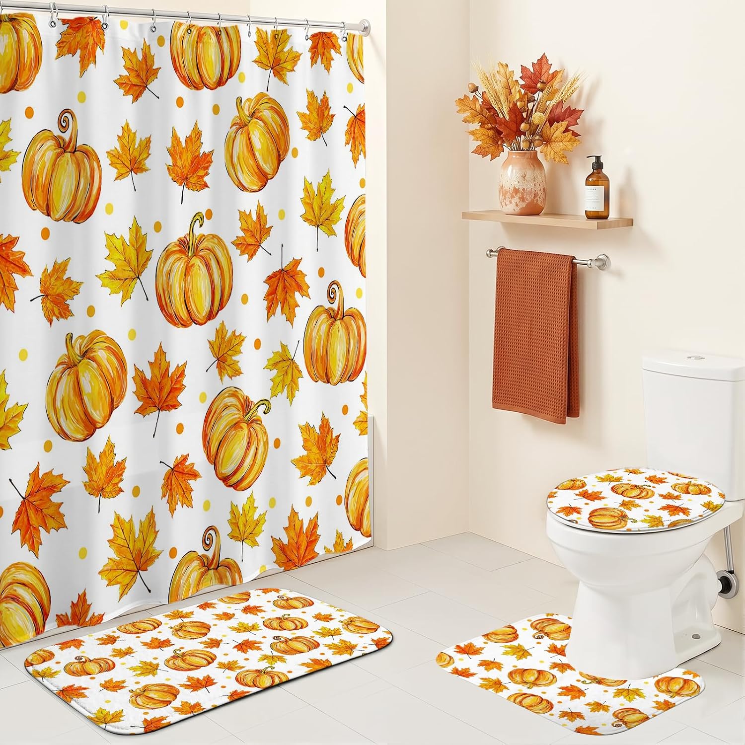 Thumbnail 6 de Fall Shower Curtain Set, Polyester