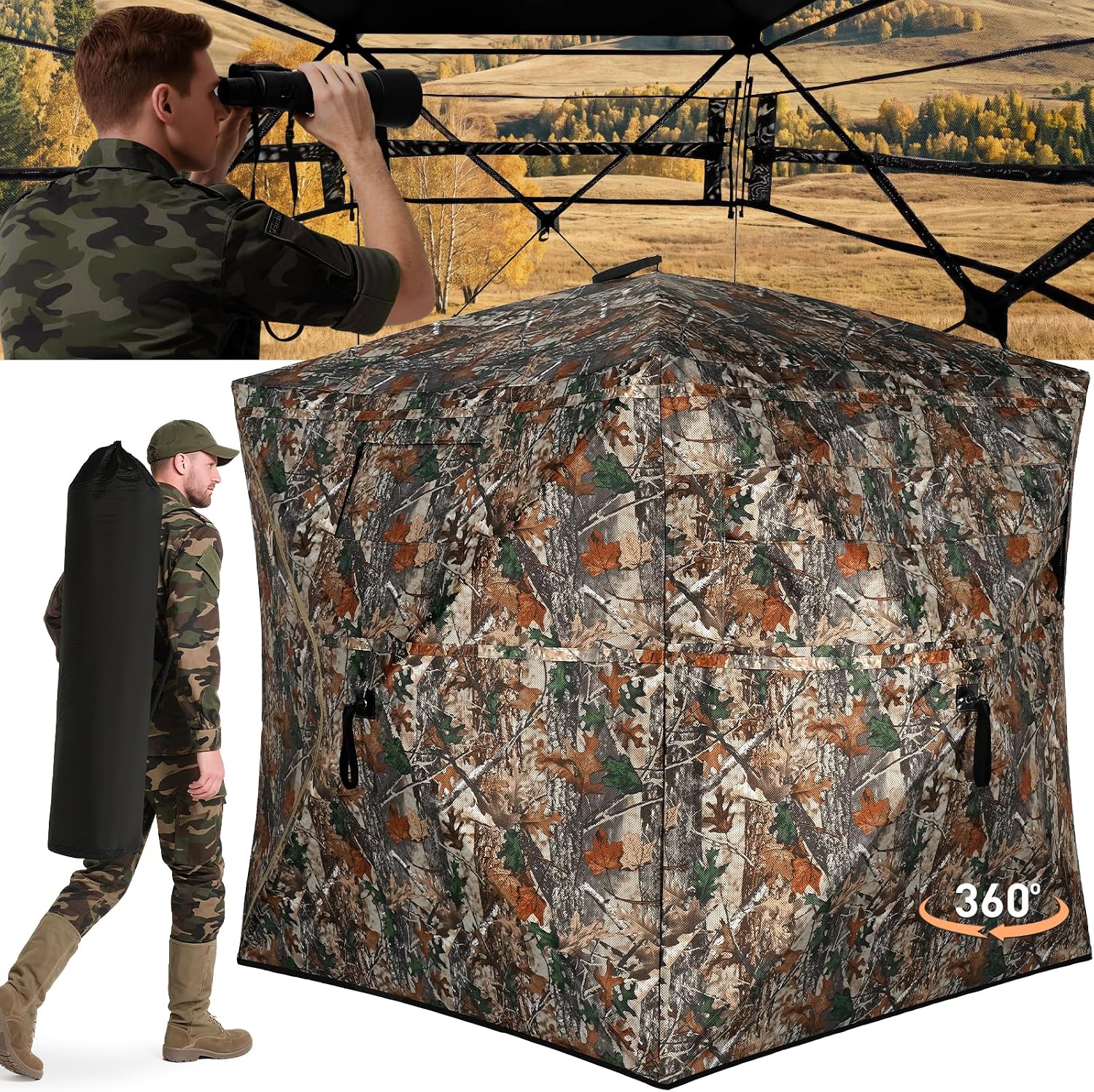 Detalle de TLC Sport 1 360° See-Through Hunting Blind, Pop-Up Hub, Sliding Windows