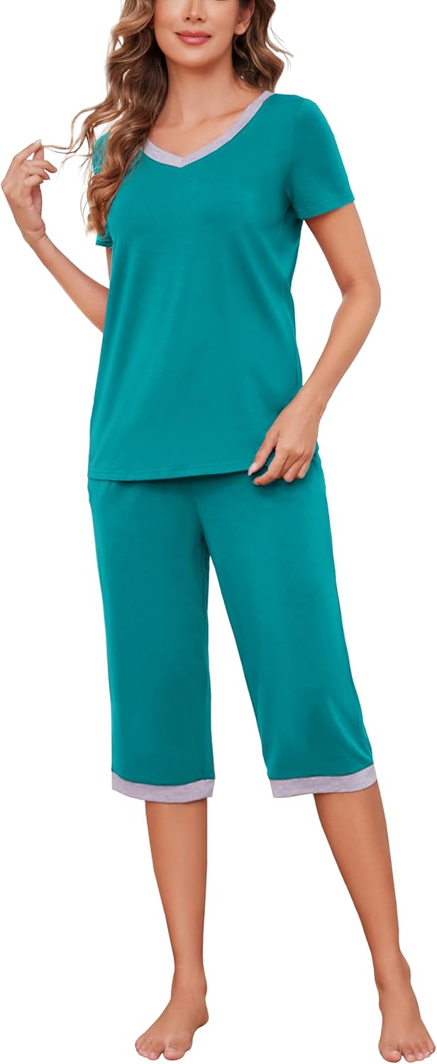 Thumbnail 1 de Actcat Schlafanzüge für Damen V-Ausschnitt – Zwei Teile mit Kurzarmtop und 3/4 Hose