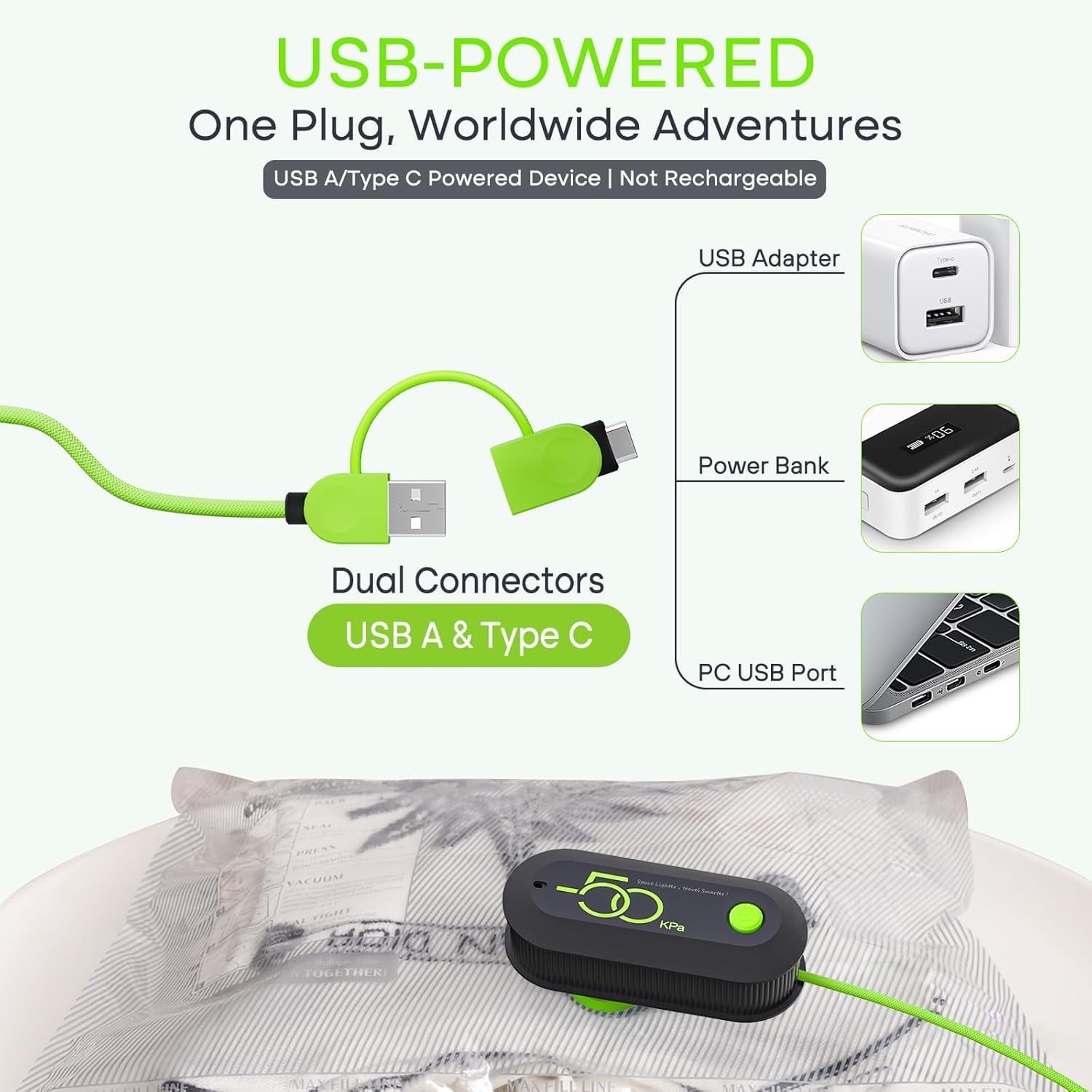 Thumbnail 2 de Vacbird Vacuum Storage Bags (9-pack) with Electric Air Pump, Double Zip & Airtight Valve